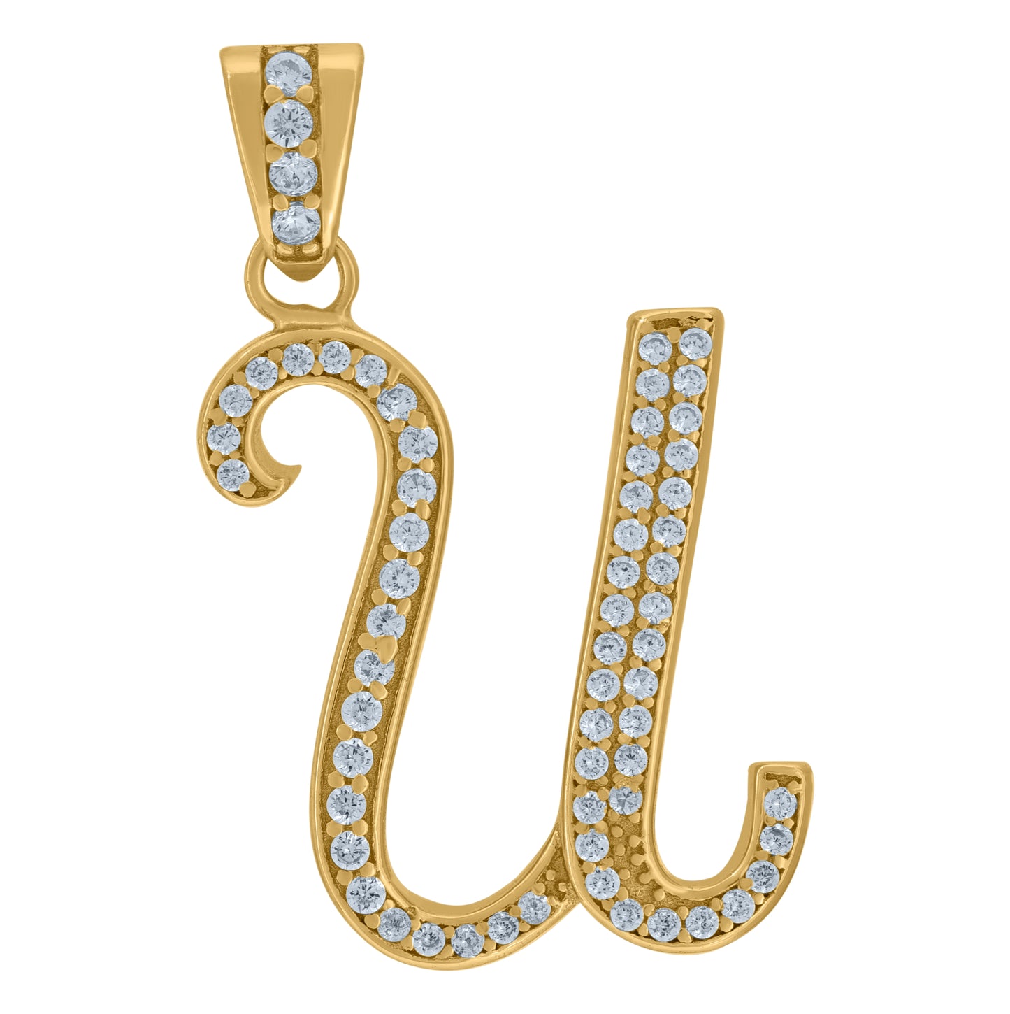 Sterling Silver Unisex Cubic-Zirconia Initial Alphabet Charm Pendant