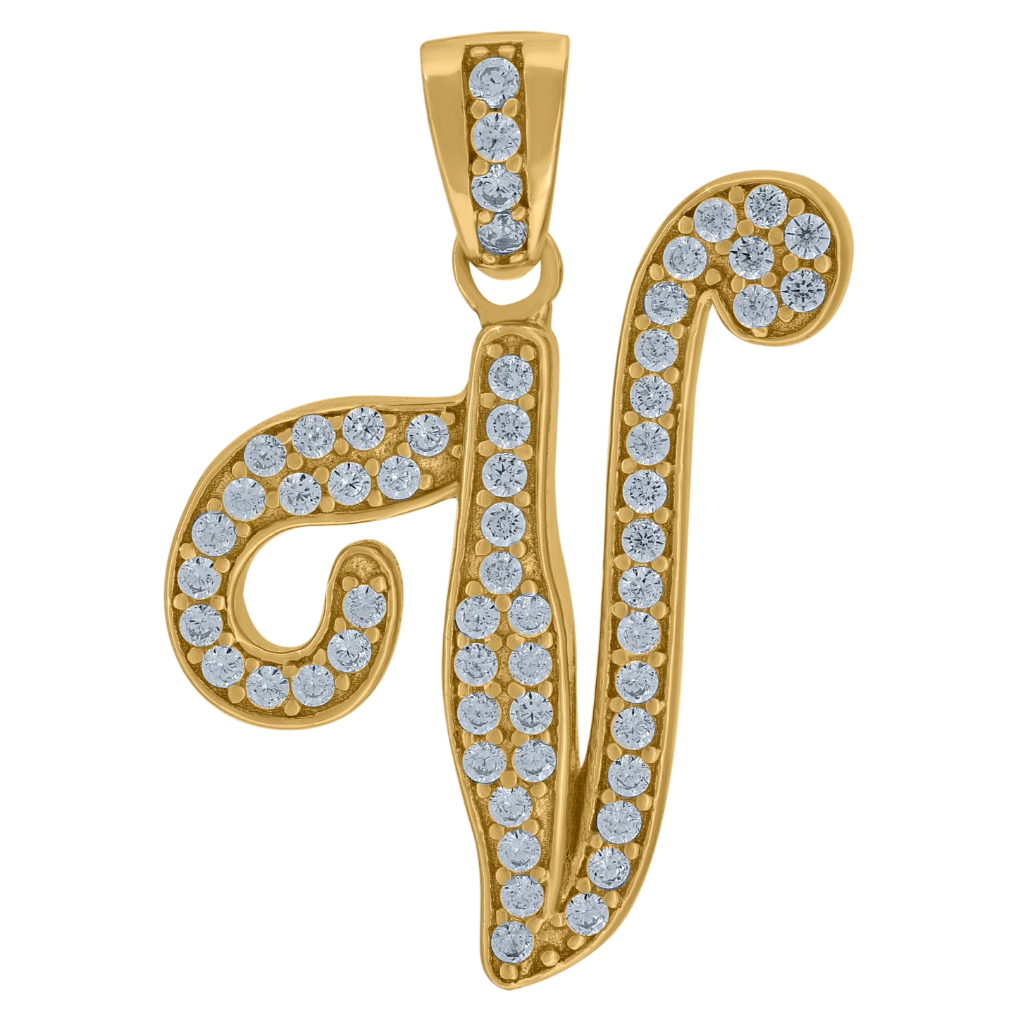Sterling Silver Unisex Cubic-Zirconia Initial Alphabet Charm Pendant