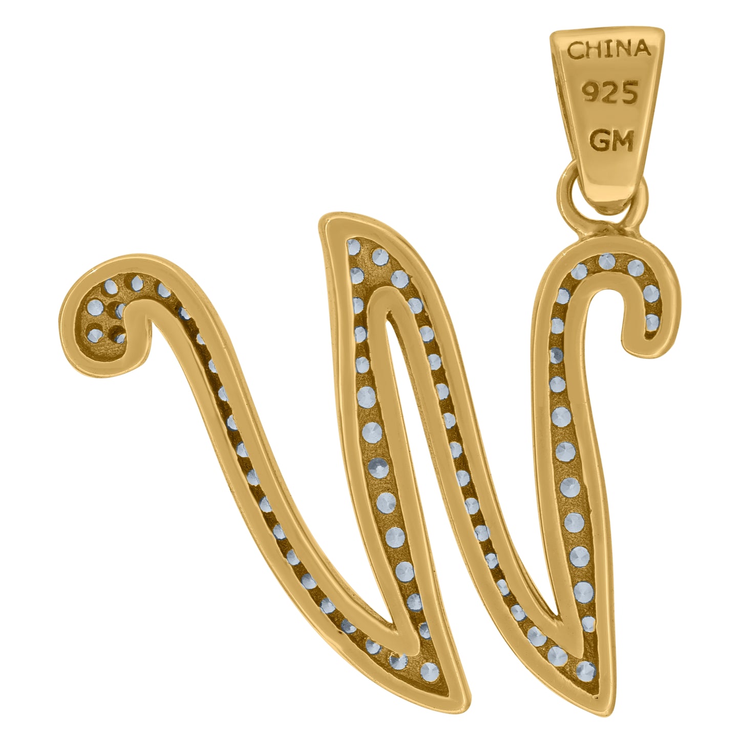 Sterling Silver Unisex Cubic-Zirconia Initial Alphabet Charm Pendant