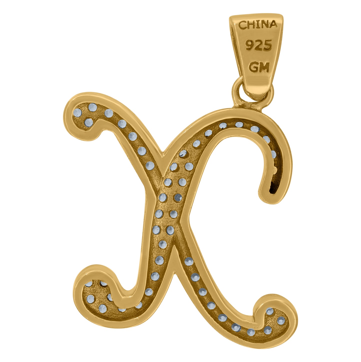 Sterling Silver Unisex Cubic-Zirconia Initial Alphabet Charm Pendant