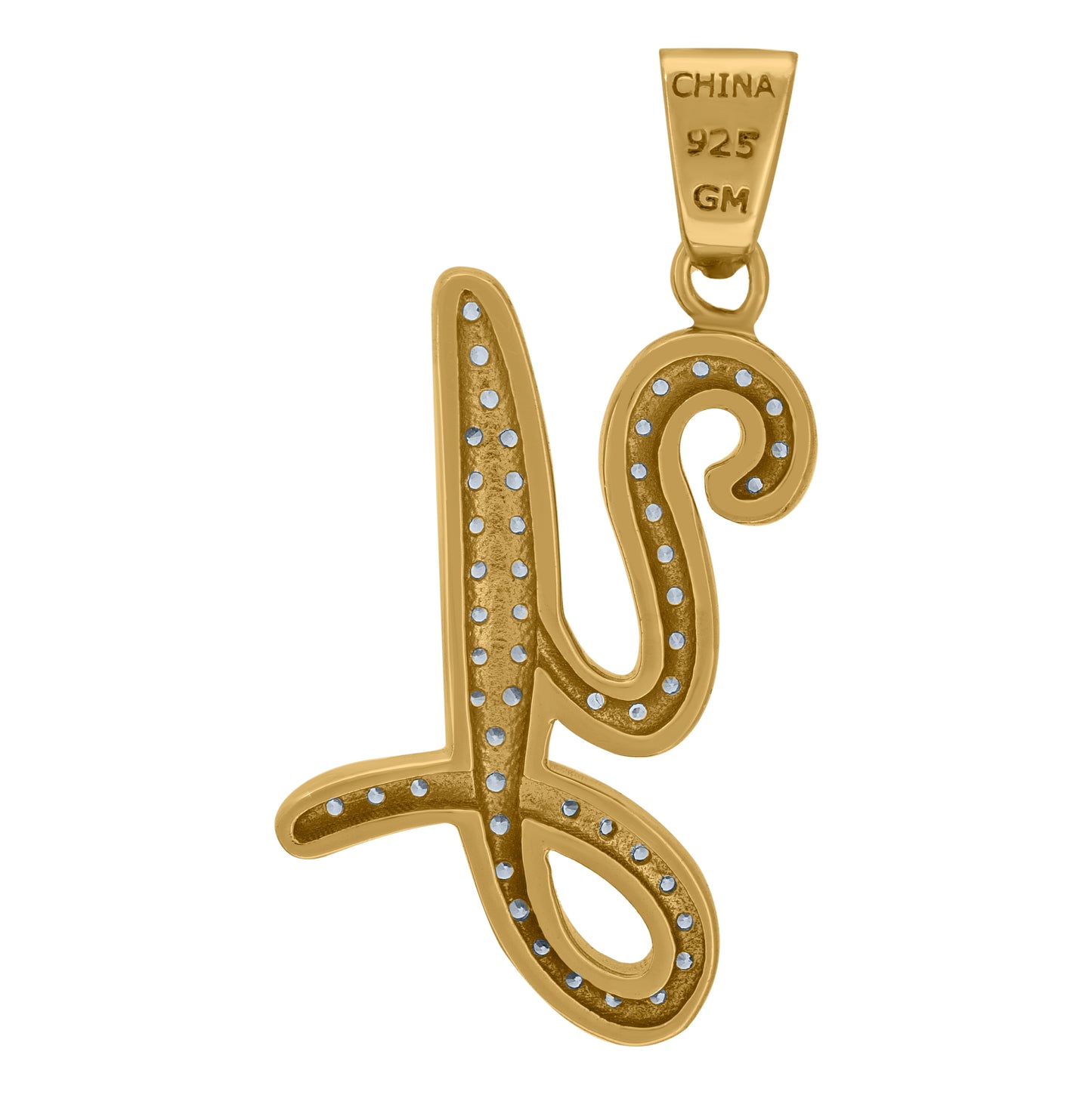 Sterling Silver Unisex Cubic-Zirconia Initial Alphabet Charm Pendant