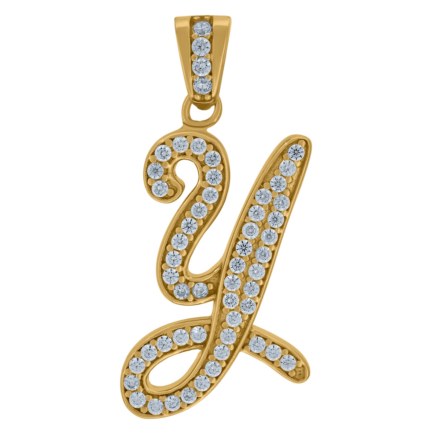 Sterling Silver Unisex Cubic-Zirconia Initial Alphabet Charm Pendant