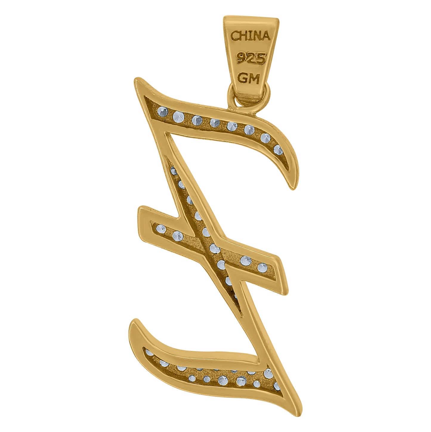 Sterling Silver Unisex Cubic-Zirconia Initial Alphabet Charm Pendant