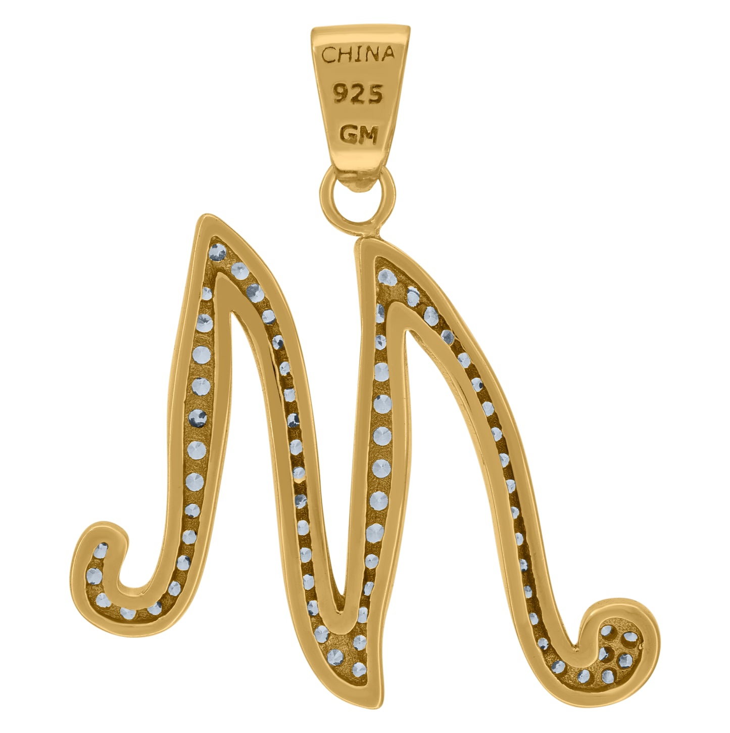 Sterling Silver Unisex Cubic-Zirconia Initial Alphabet Charm Pendant