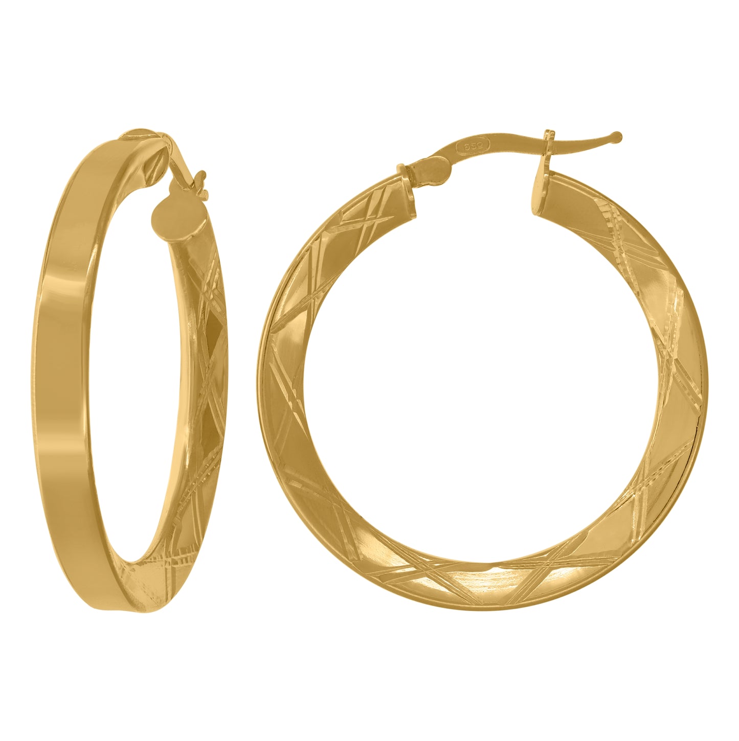 Sterling Silver Yellow-Tone Womens Fashion Hoop Earrings