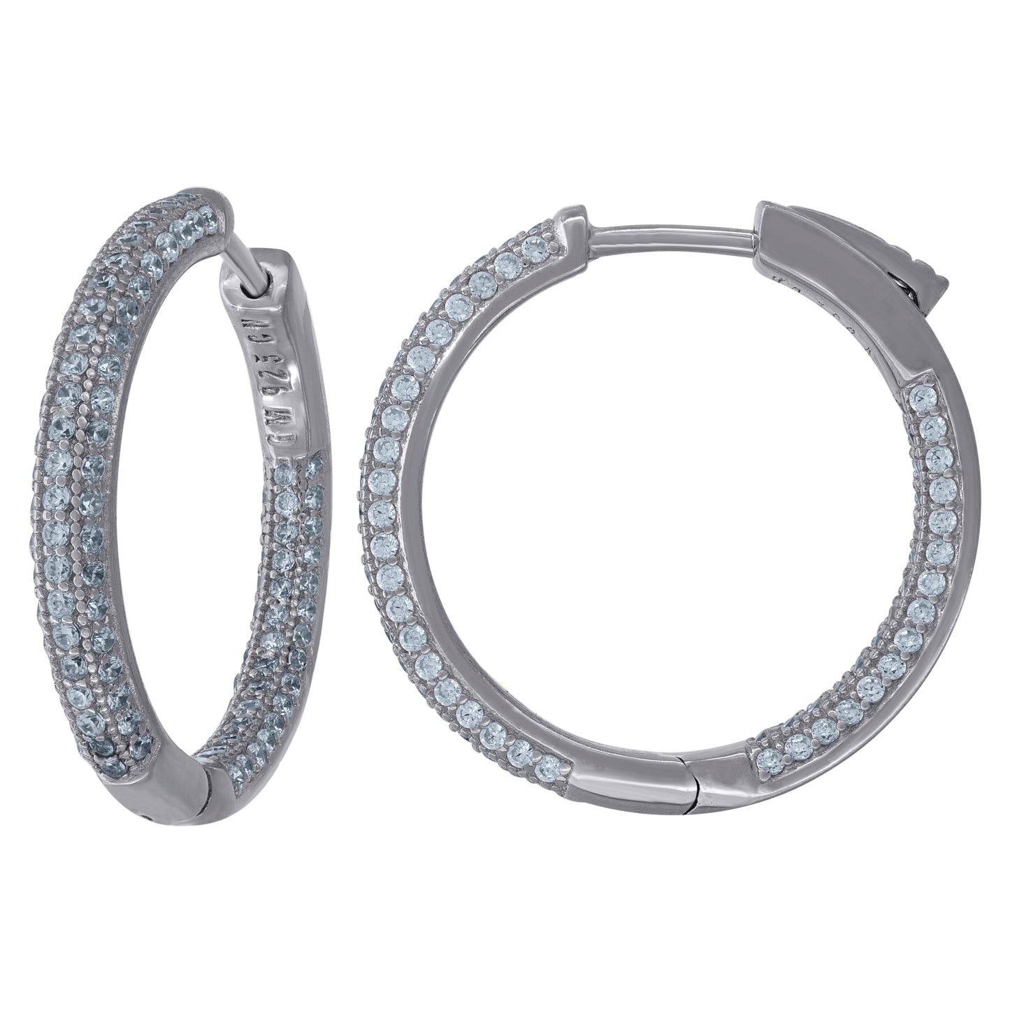 Sterling Silver Womens Cubic-Zirconia Hoop Earrings