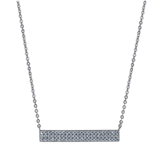 Sterling Silver Womens Cubic-Zirconia Bar Fashion Rolo Link Necklace