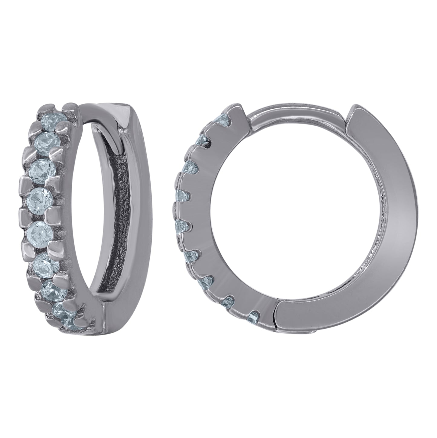 Sterling Silver Womens Cubic-Zirconia Single Row Hoop Earrings