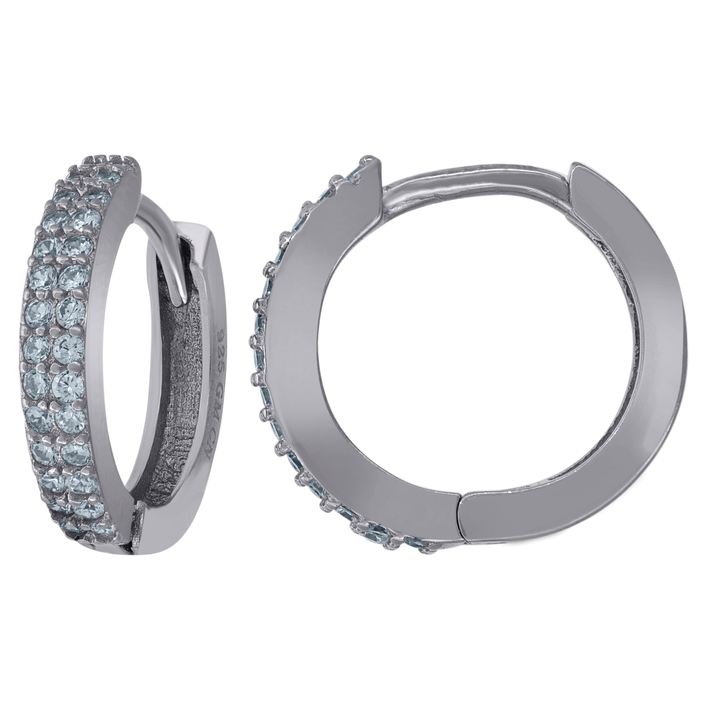 Sterling Silver Womens Cubic-Zirconia Double Row Hoop Earrings