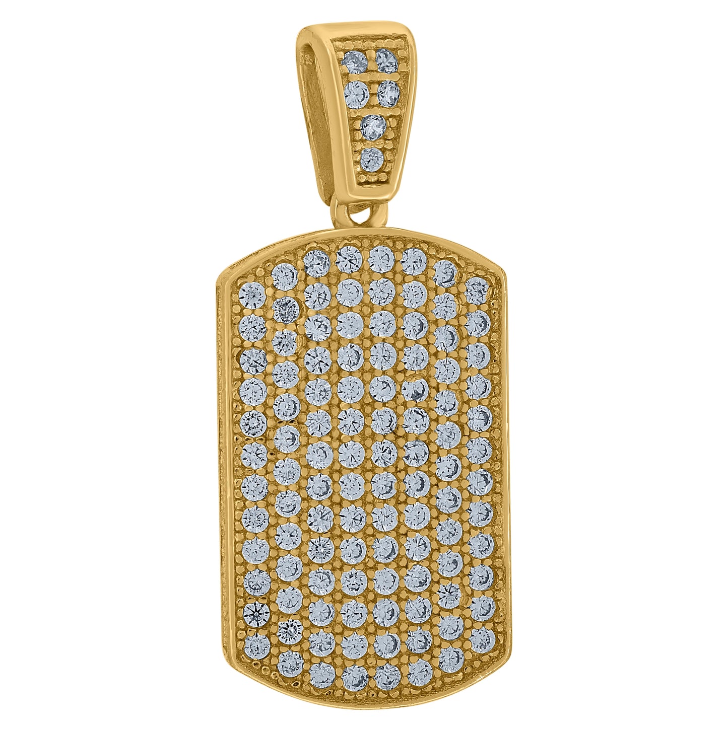 Sterling Silver Mens Cubic-Zirconia Dog Tag Fashion Charm Pendant