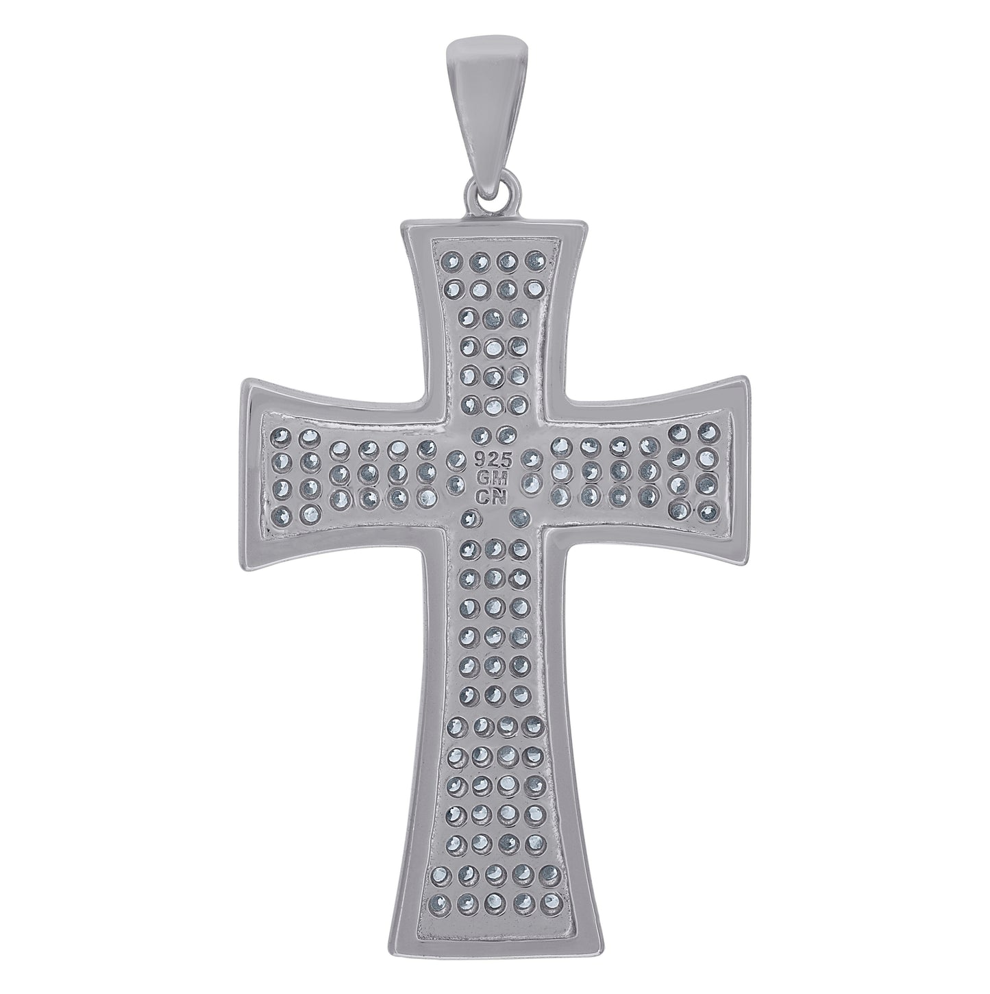 Sterling Silver Mens Cubic-Zirconia Cross Religious Charm Pendant