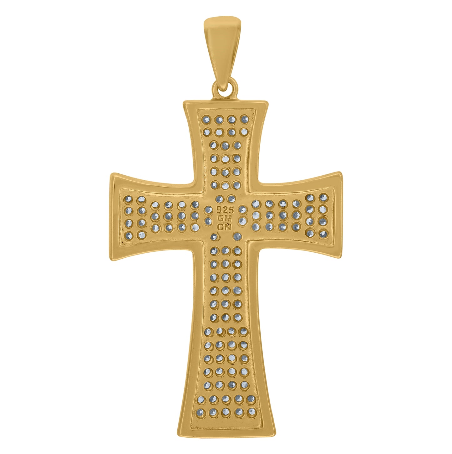 Sterling Silver Mens Cubic-Zirconia Cross Religious Charm Pendant