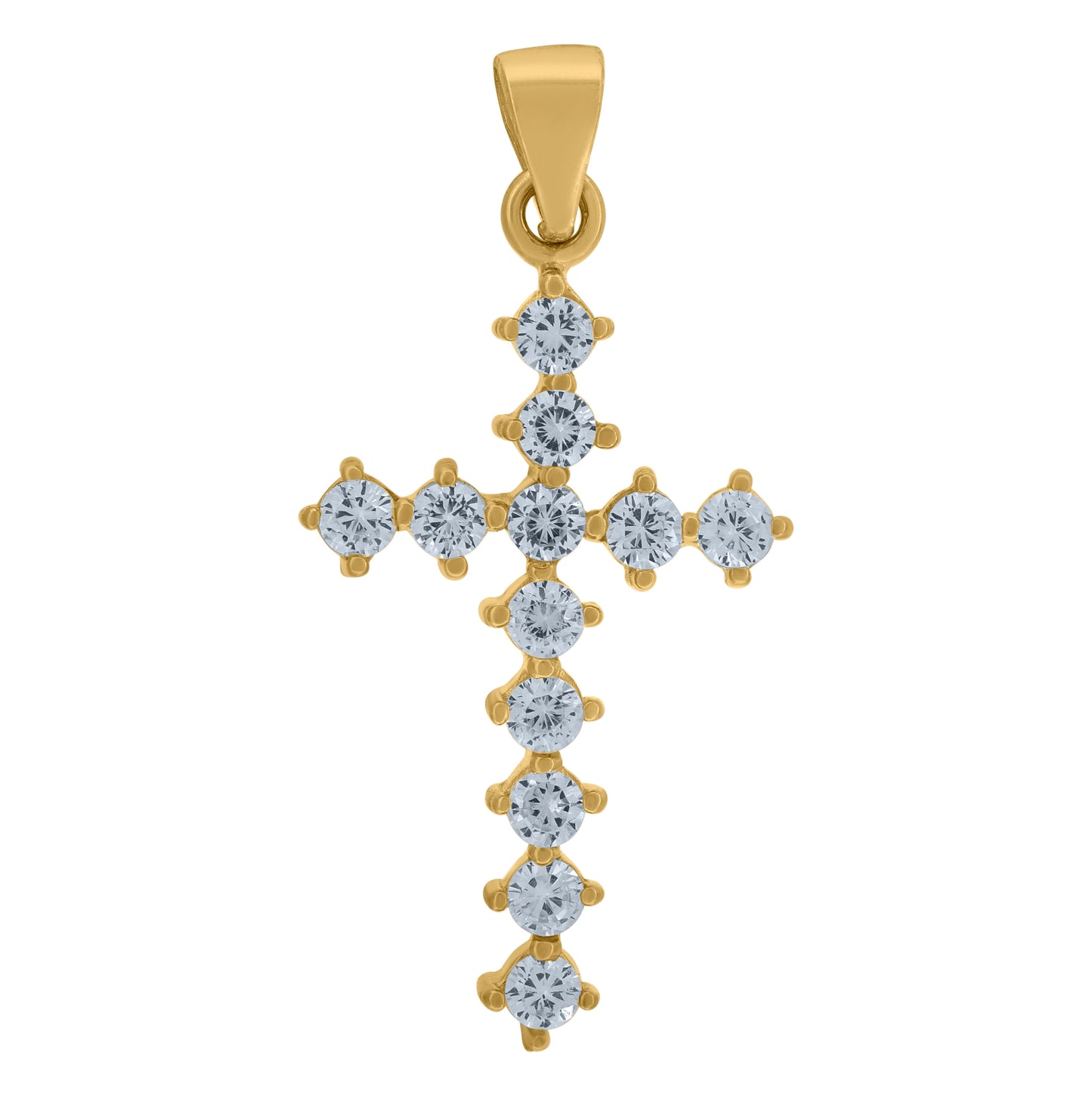 Sterling Silver Mens Cubic-Zirconia Cross Religious Charm Pendant