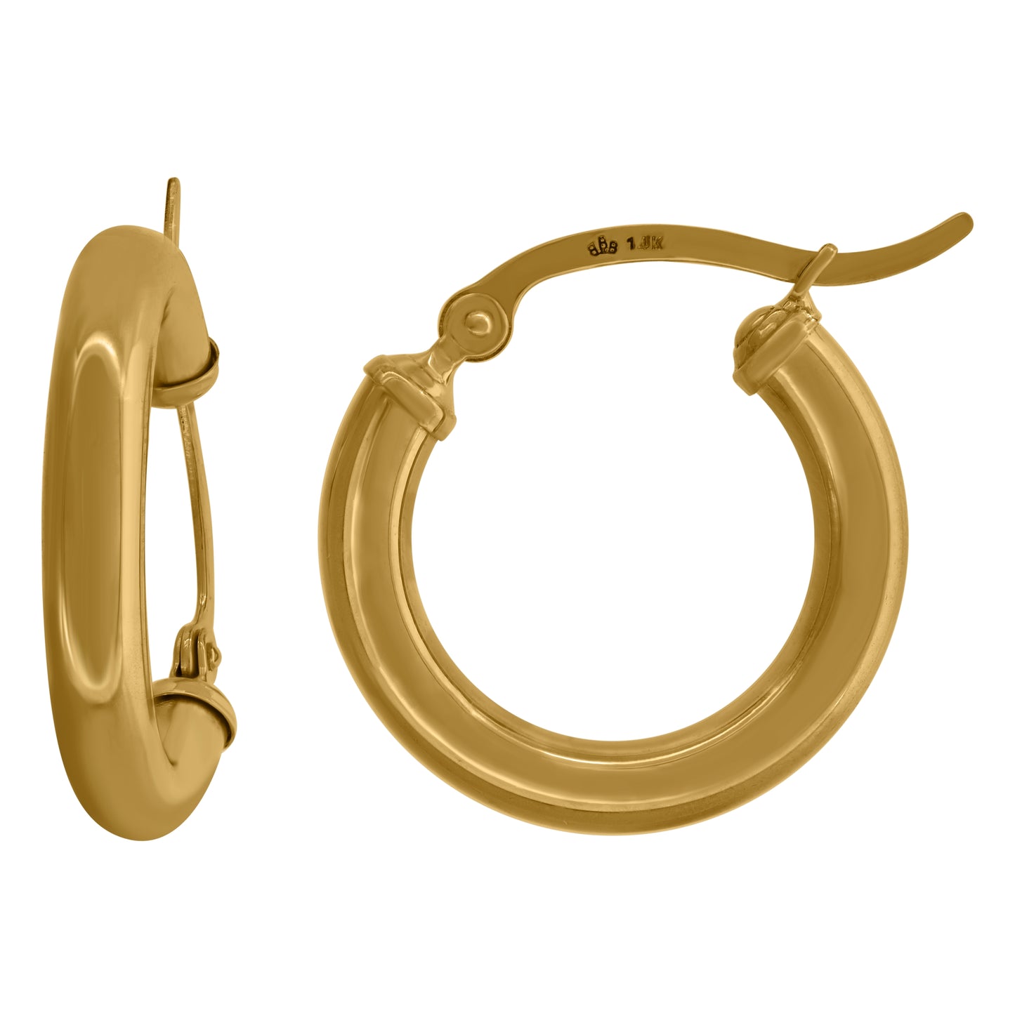 14K Yellow Gold Womens Polished Finish Classic Hoop Earrings