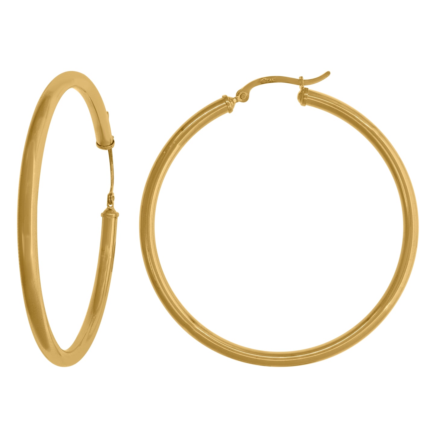 14K Yellow Gold Womens Polished Finish Classic Hoop Earrings
