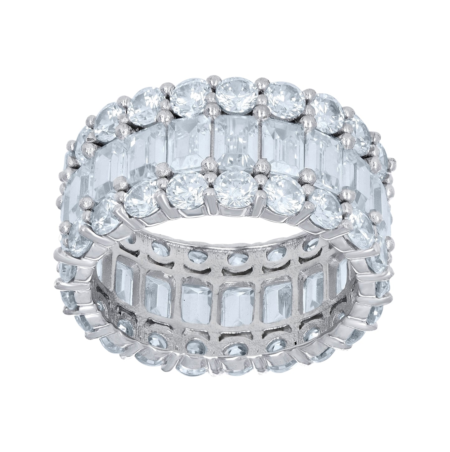 Sterling Silver Womens Baguette Cubic-Zirconia Fashion Ring