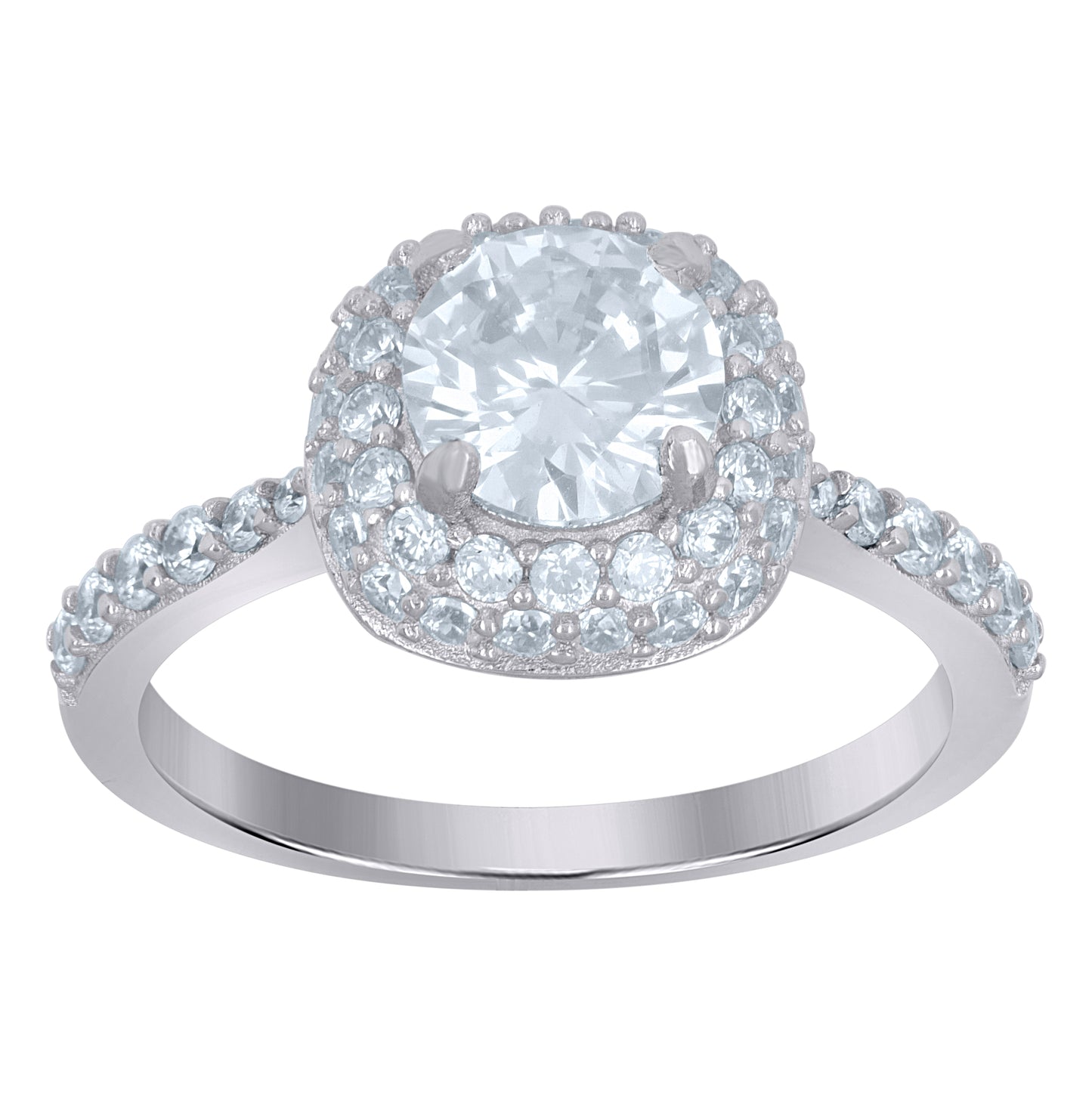 Sterling Silver Womens Cubic-Zirconia Engagement Ring