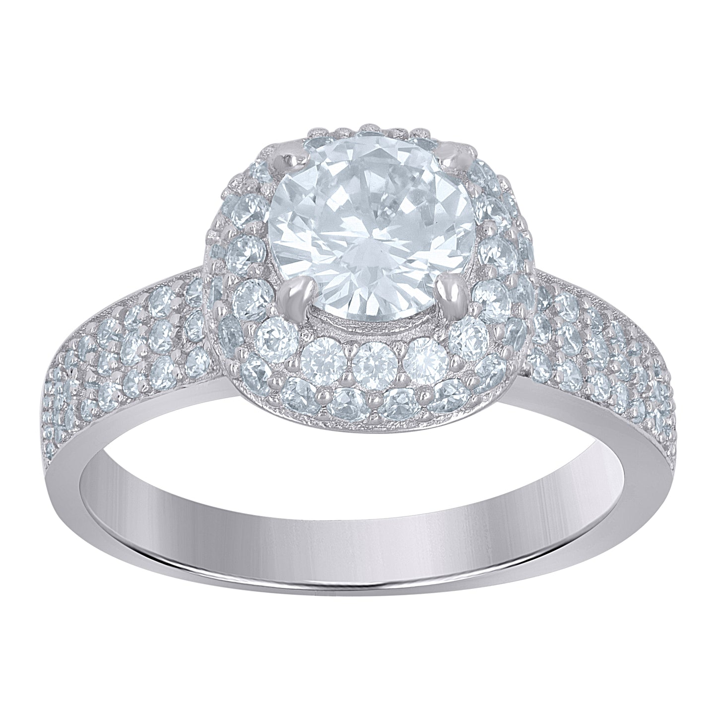 Sterling Silver Womens Cubic-Zirconia Engagement Ring