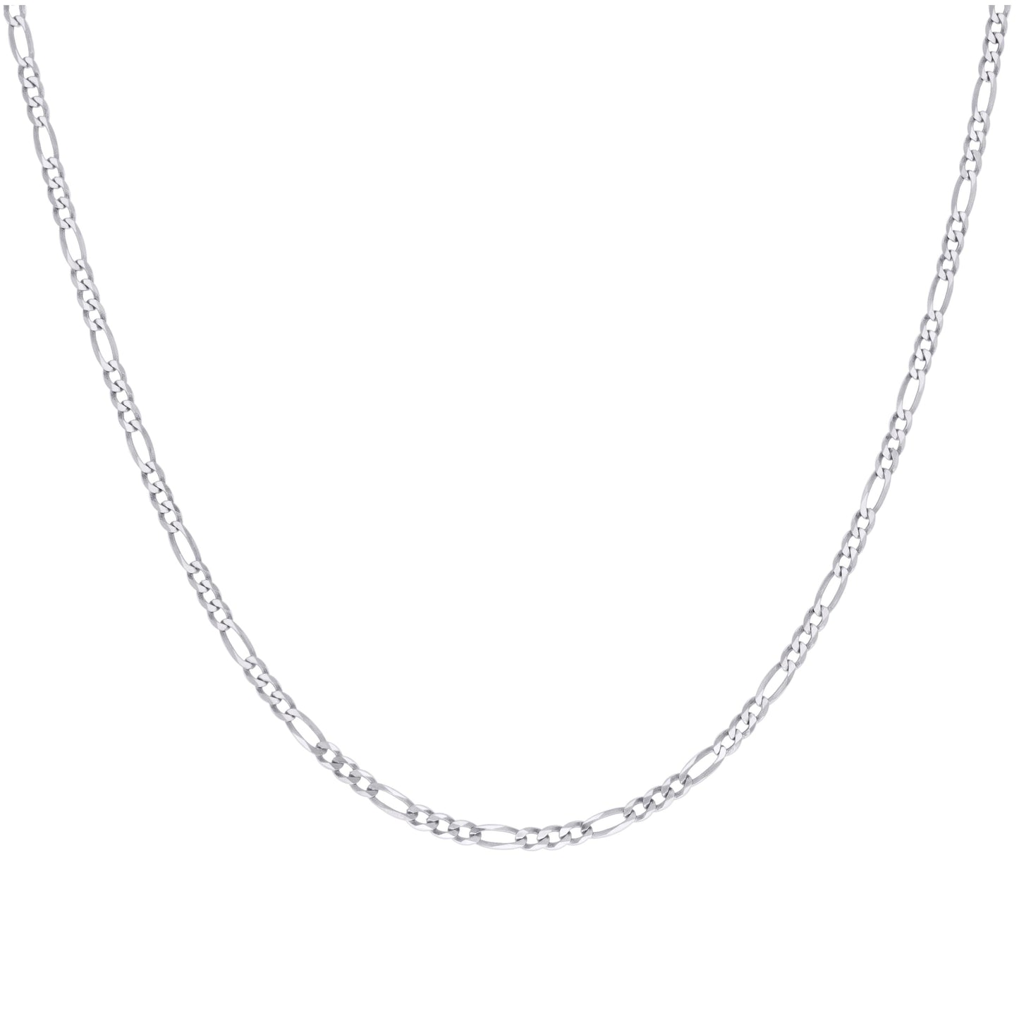 Sterling Silver Rhodium Plated Super Flat Figaro Chain