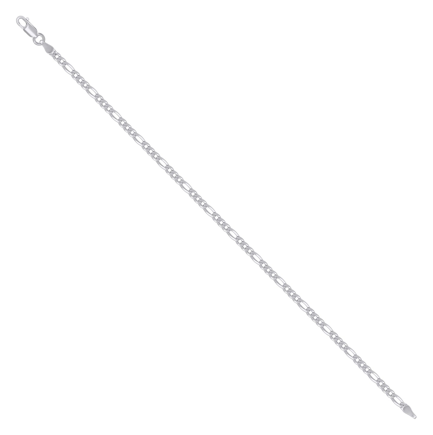 Sterling Silver Rhodium Plated Super Flat Figaro Chain