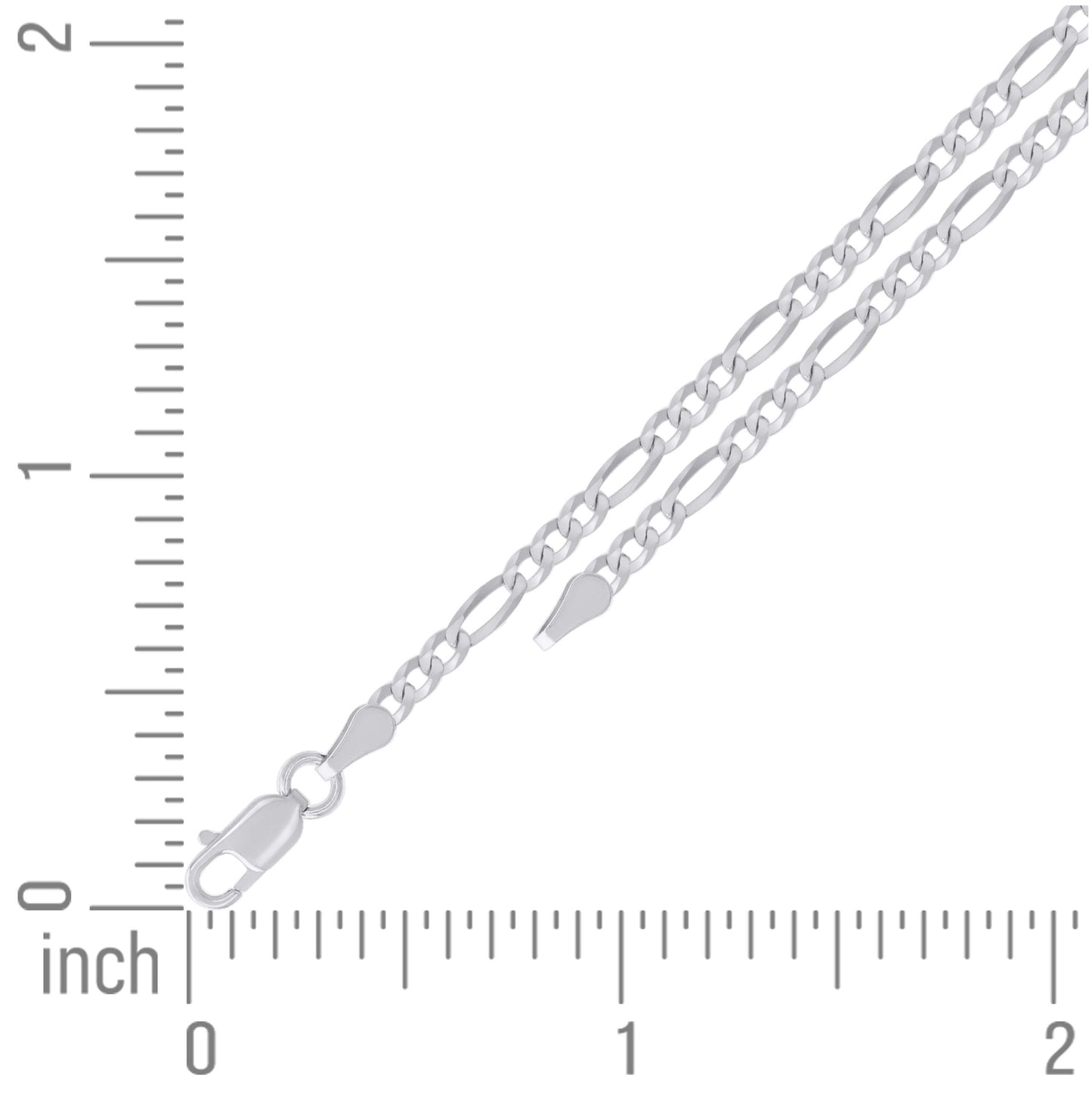 Sterling Silver Rhodium Plated Super Flat Figaro Chain