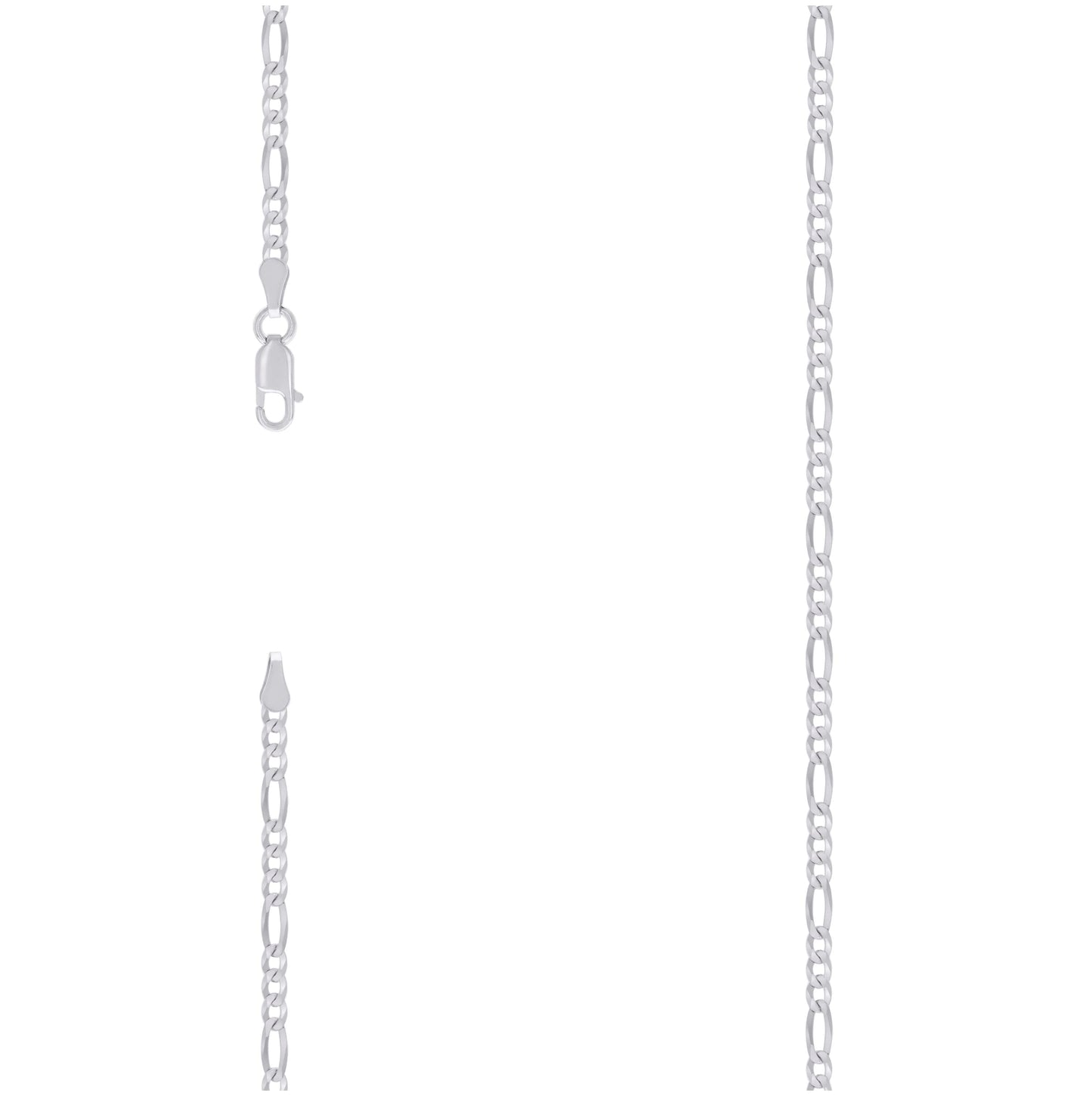 Sterling Silver Rhodium Plated Super Flat Figaro Chain