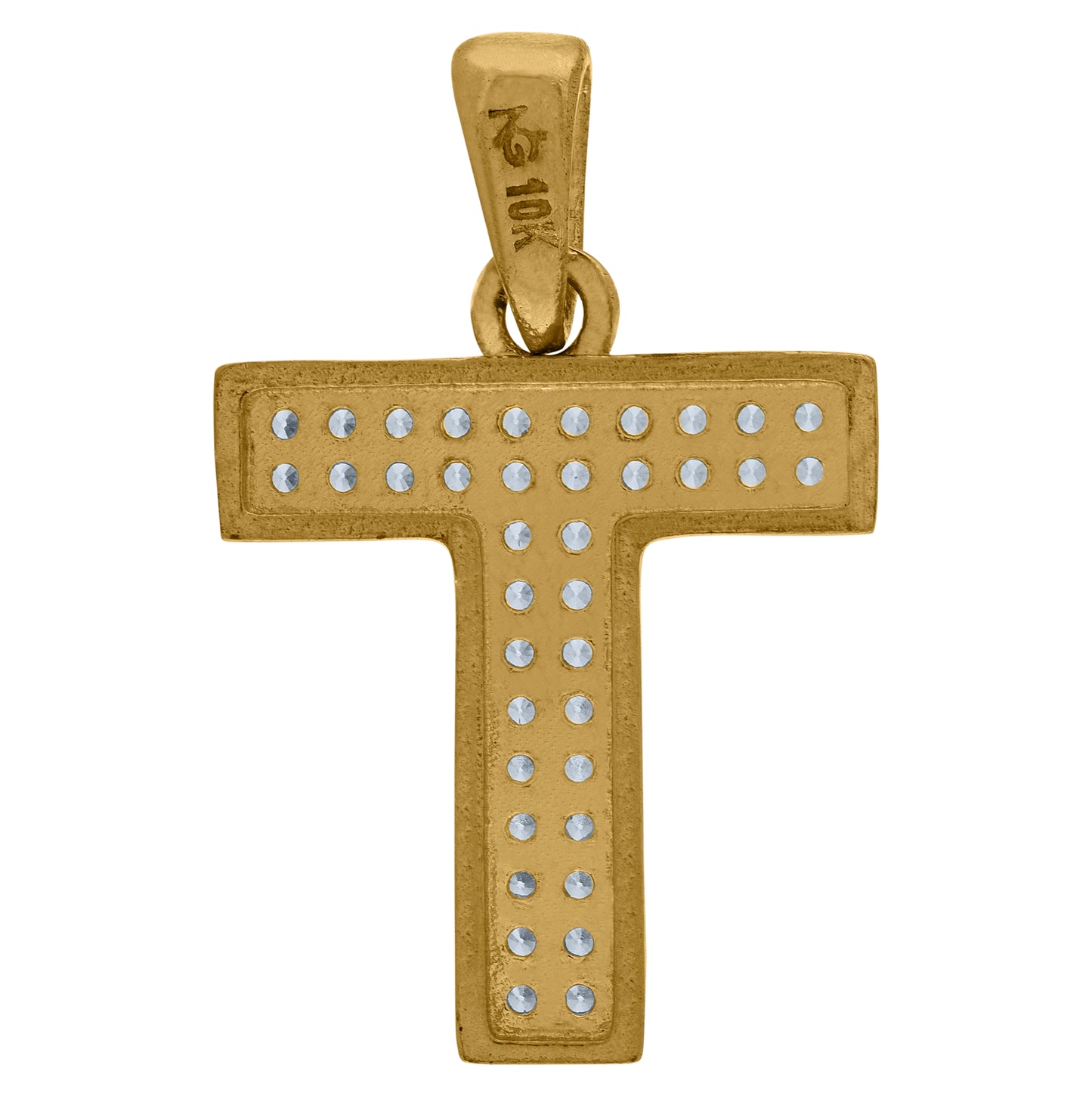 10K Yellow Gold Unisex Cubic-Zirconia Initial Alphabet Charm Pendant