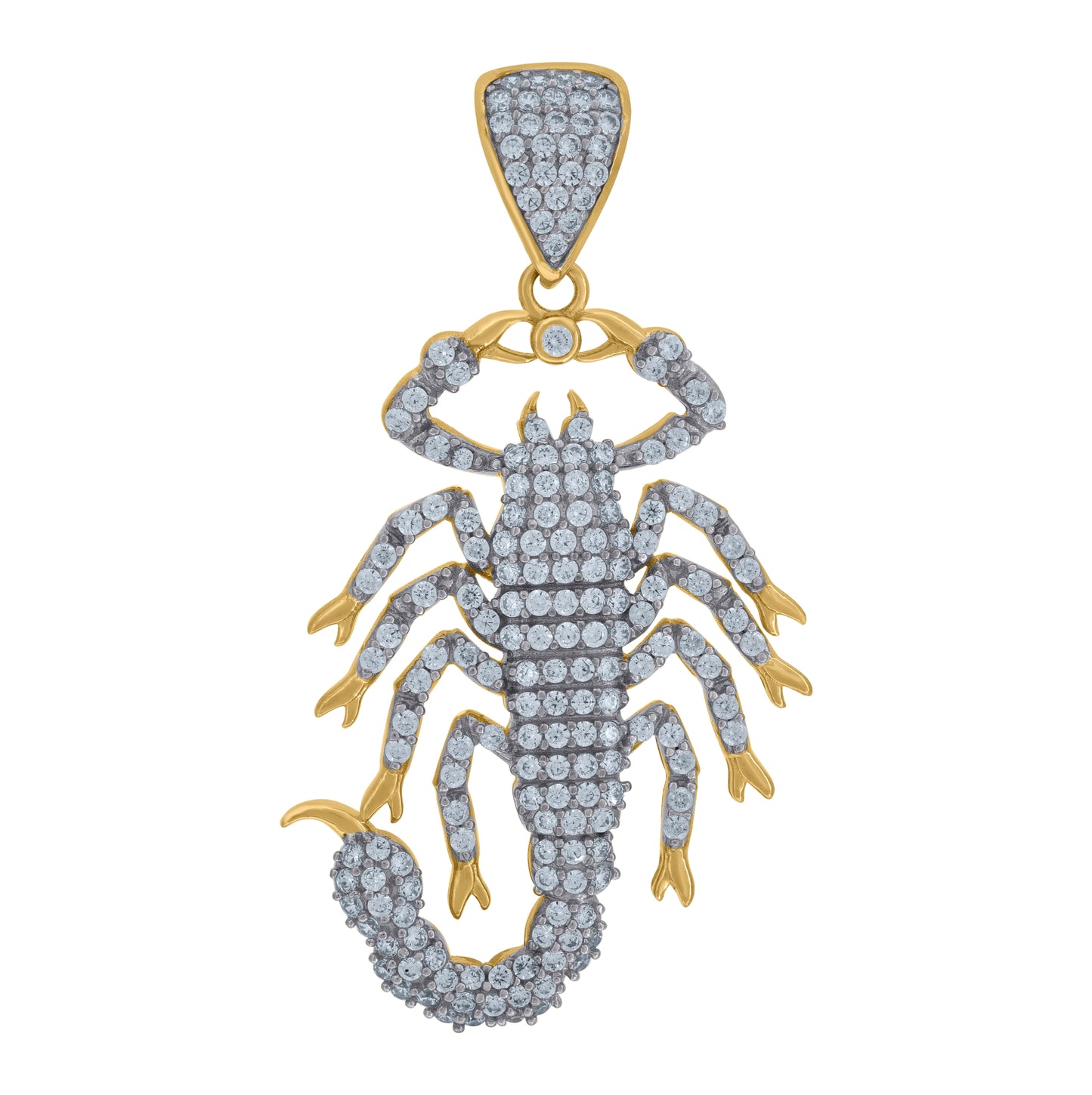 10K Two-Tone Gold Mens Cubic Zirconia Scorpio Zodiac Sign Charm Pendant