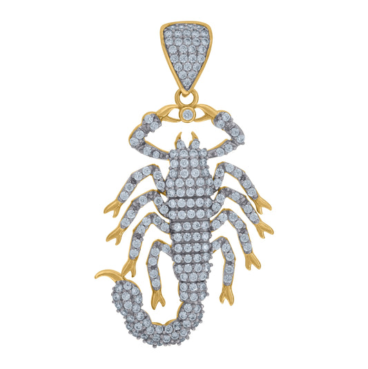 10K Two-Tone Gold Mens Cubic Zirconia Scorpio Zodiac Sign Charm Pendant