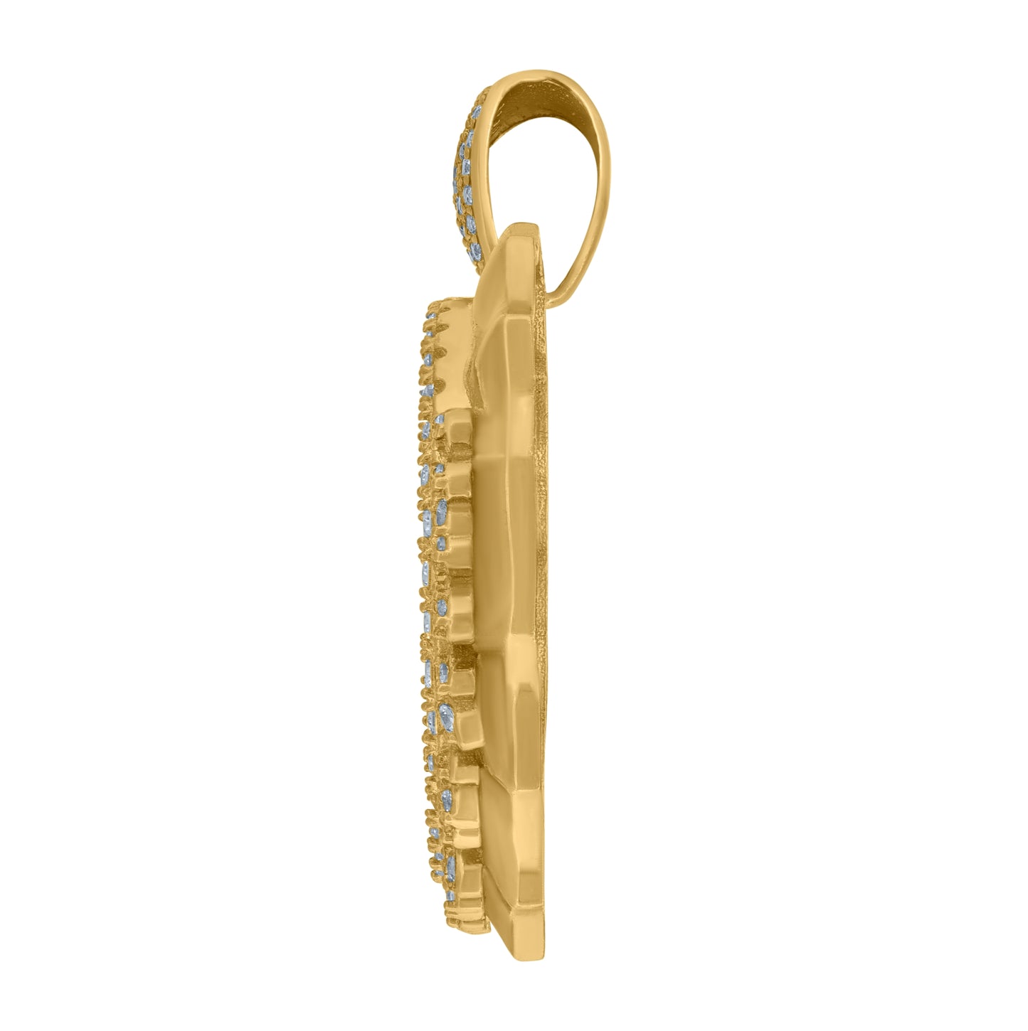 10K Yellow Gold Cubic Zirconia Photo Frame Medallion Charm Pendant