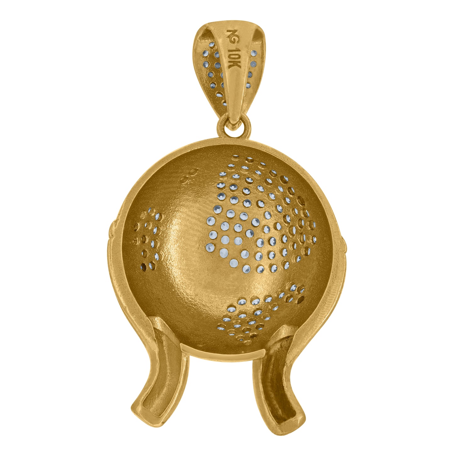 10K Two-Tone Gold Cubic Zirconia Globe In Hands Charm Pendant
