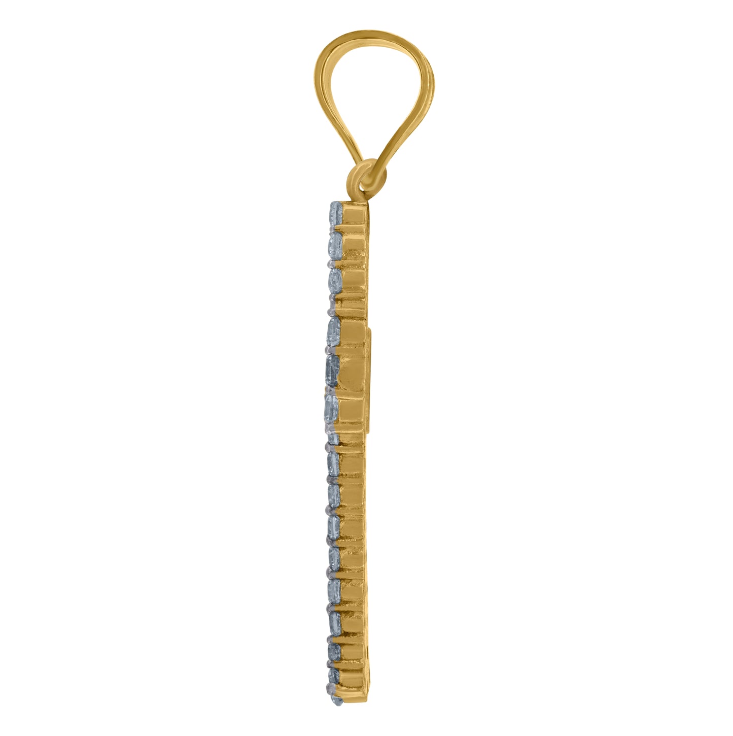 10K Two-Tone Gold Cubic Zirconia Ankh Religious Charm Pendant