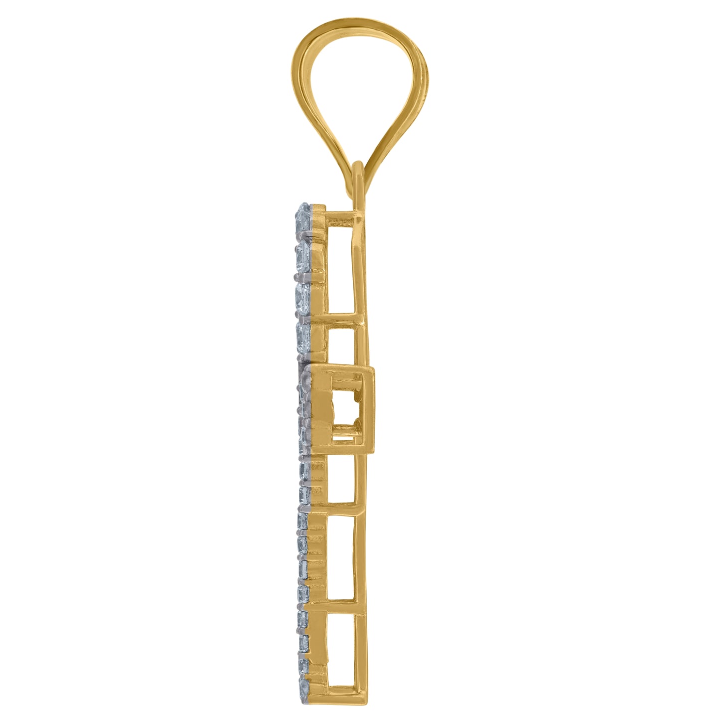 10K Two-Tone Gold Cubic Zirconia Ankh Religious Charm Pendant