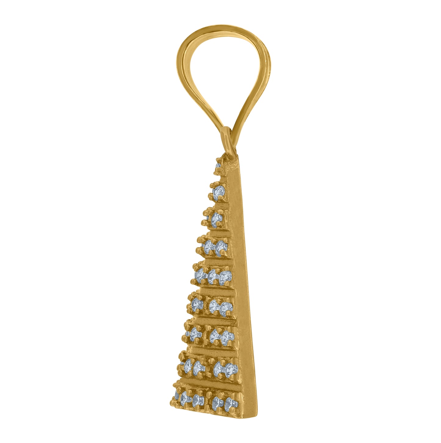 10K Yellow Gold Cubic Zirconia Egyptian Pyramid Good Luck Charm Pendant
