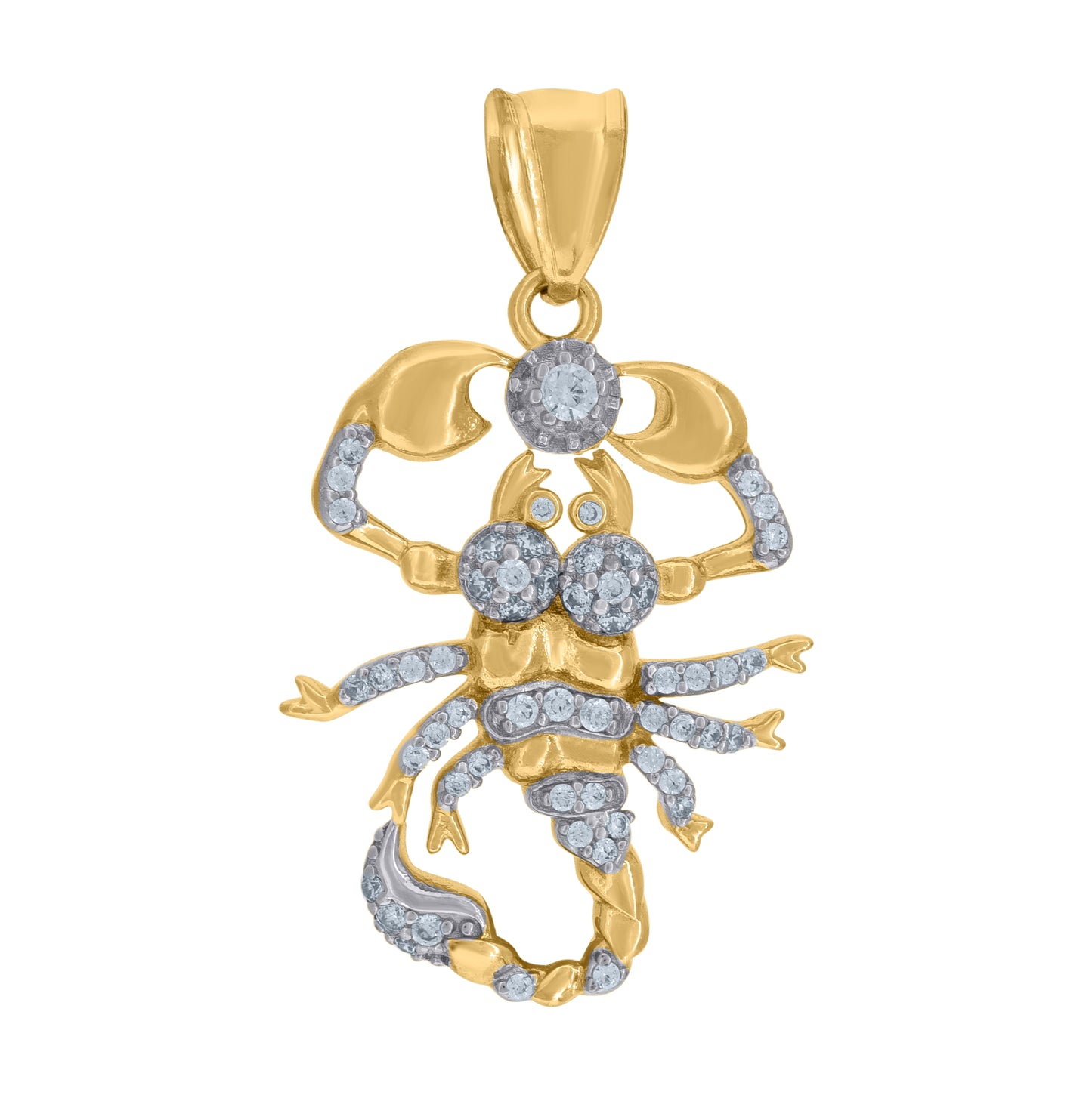 10K Two-Tone Gold Cubic Zirconia Zodiac Sign Scorpion Charm Pendant