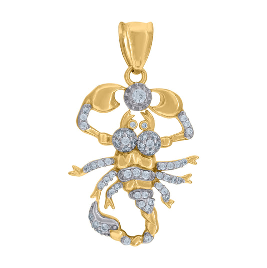 10K Two-Tone Gold Cubic Zirconia Zodiac Sign Scorpion Charm Pendant