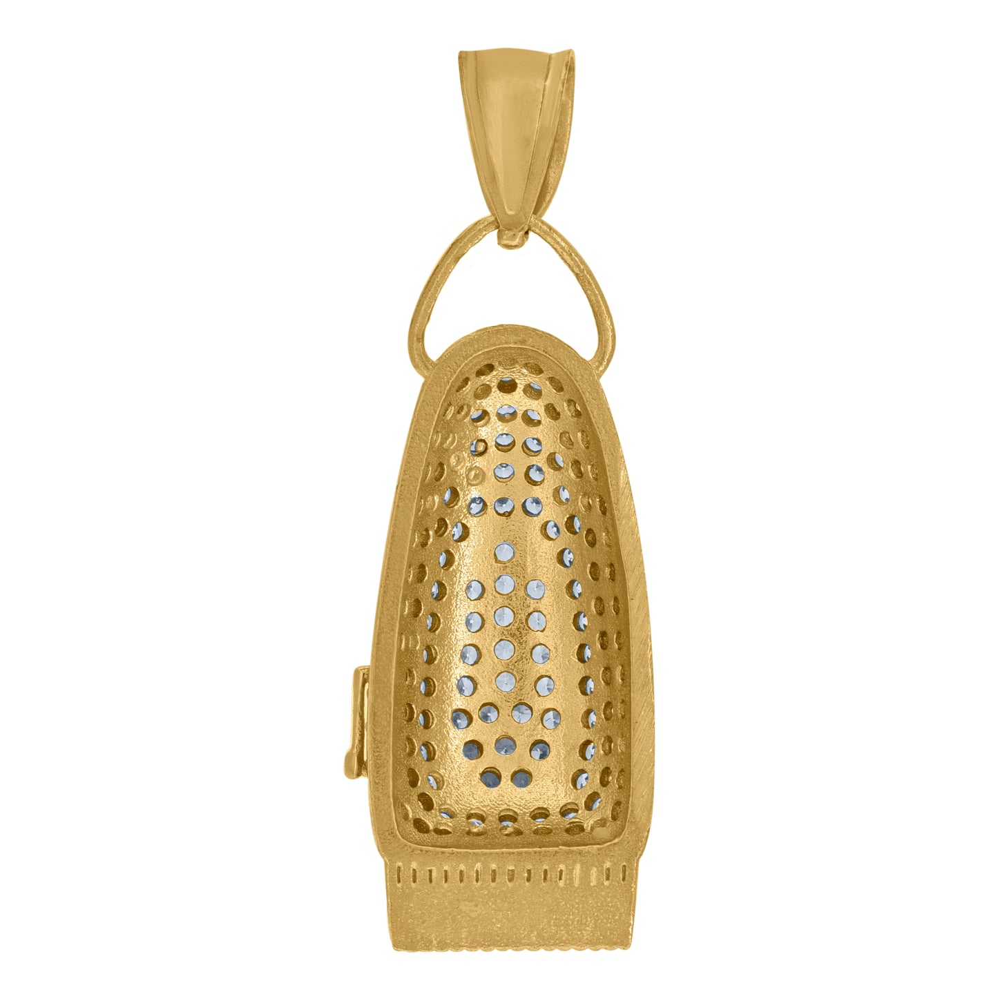 10K Two-Tone Gold Cubic Zirconia Electronic Razor Tools Charm Pendant