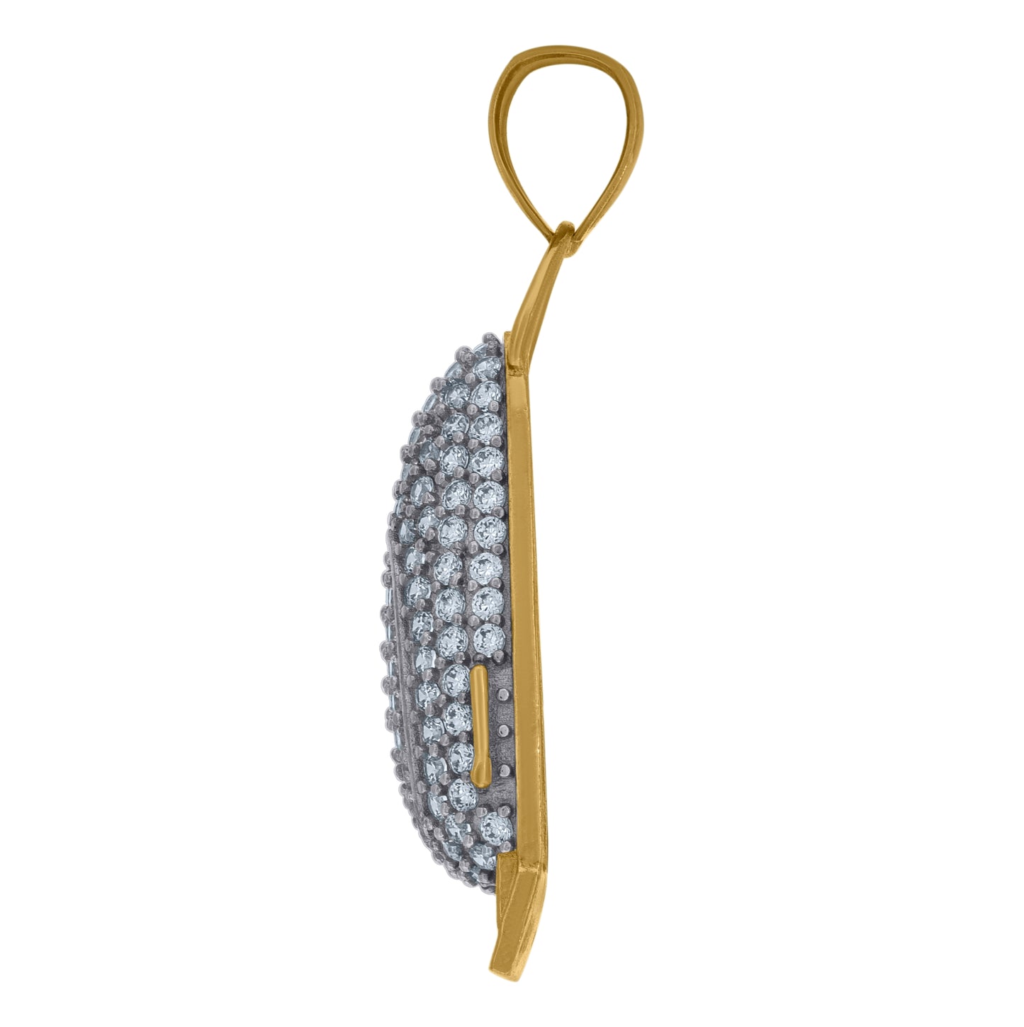 10K Two-Tone Gold Cubic Zirconia Electronic Razor Tools Charm Pendant