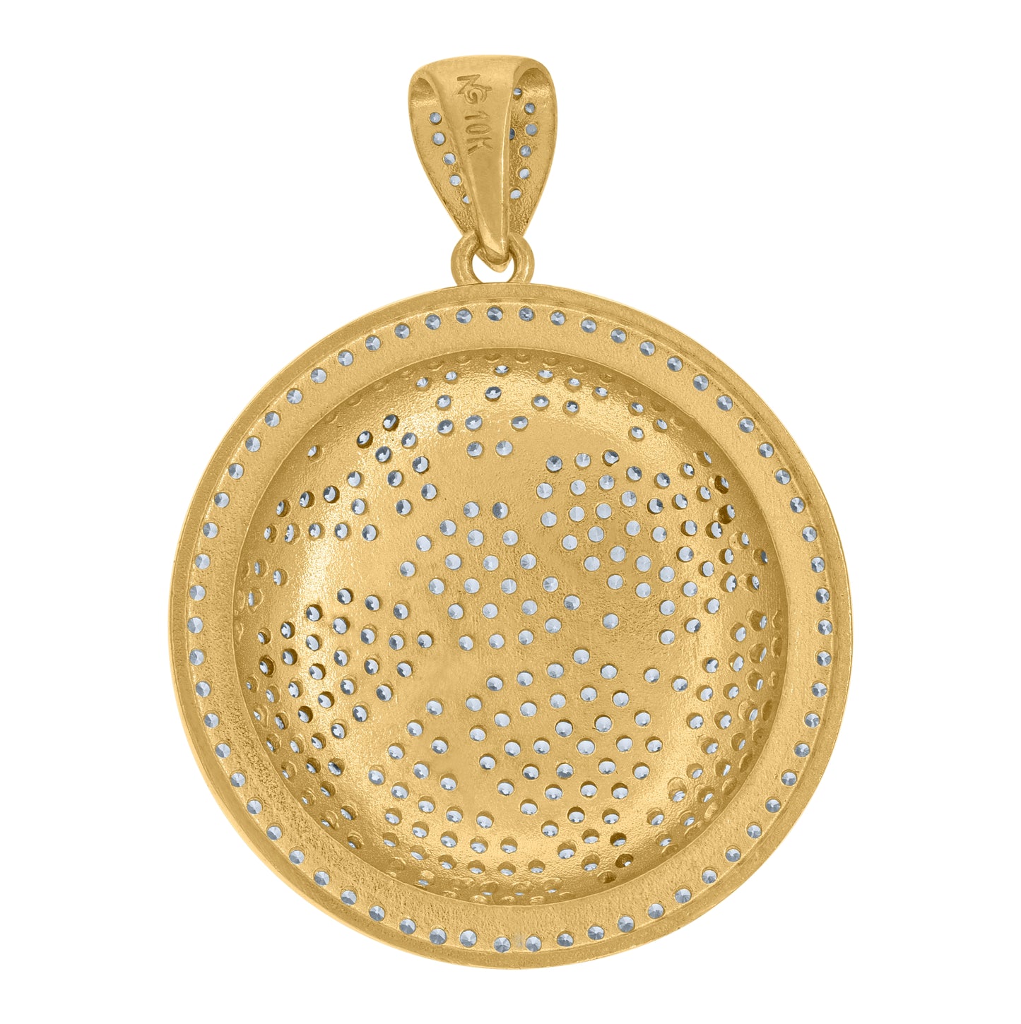 10K Two-Tone Gold Cubic Zirconia Earth Globe Map Medallion Charm Pendant