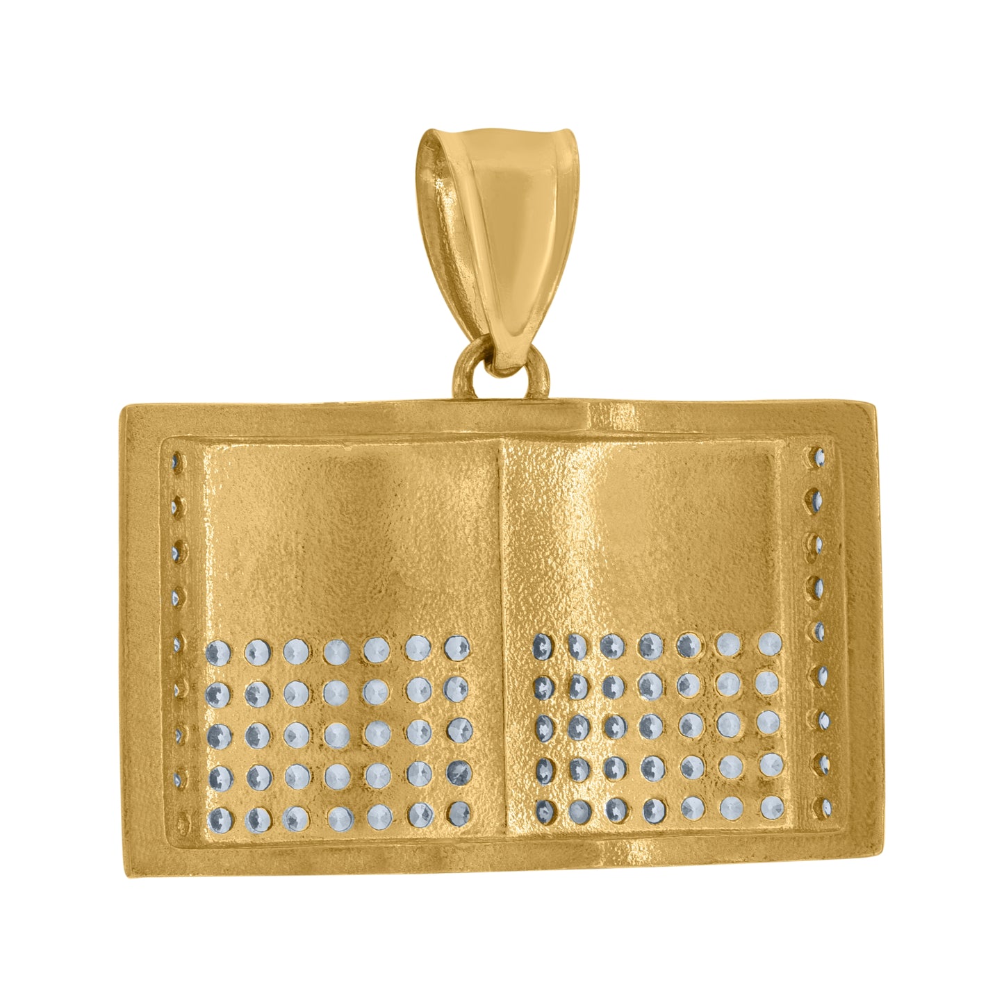 10K Two-Tone Gold Cubic Zirconia Holy Bible Religious Charm Pendant