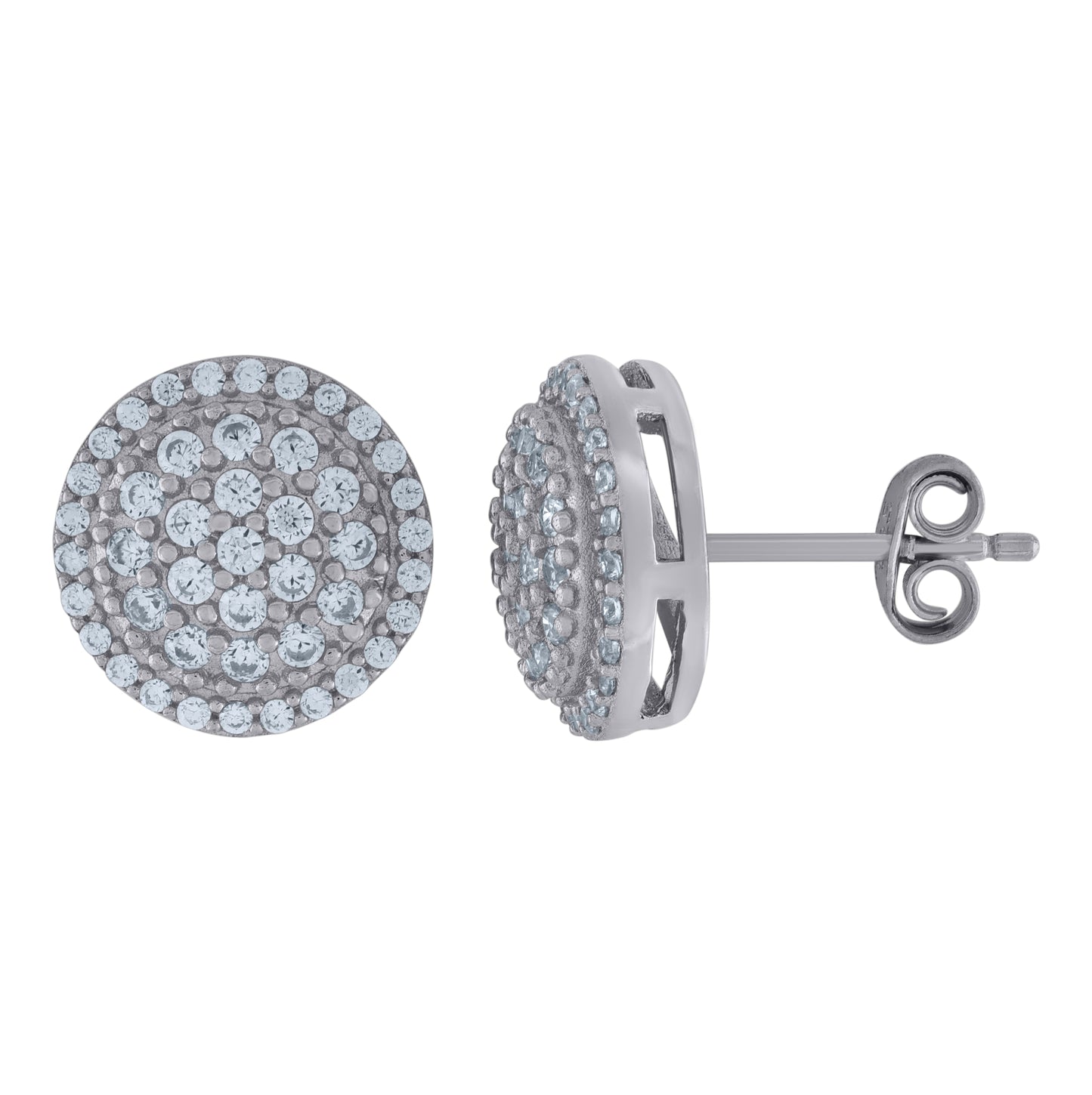 Sterling Silver Or Yellow-Tone Unisex Cubic-Zirconia Round Fashion Stud Earrings