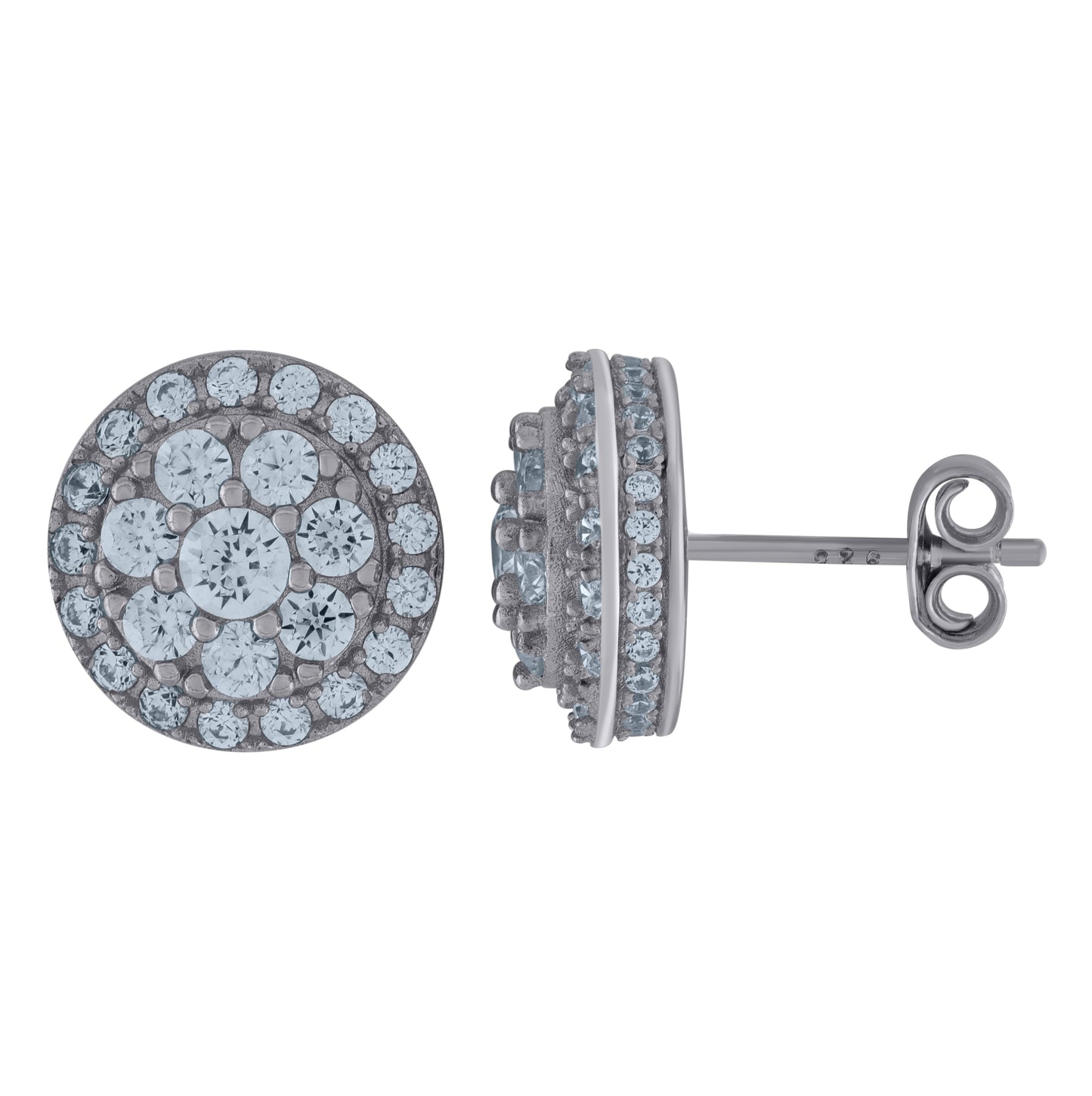 Sterling Silver Or Yellow-Tone Unisex Cubic-Zirconia Round Fashion Stud Earrings