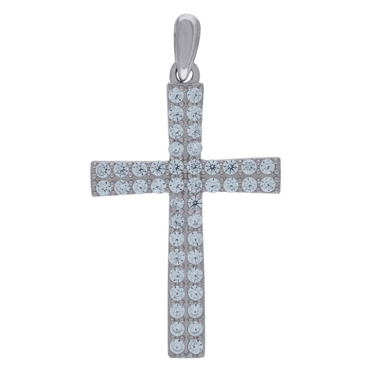 Sterling Silver Mens 1.2 Cttw Moissanite Cross Religious Charm Pendant