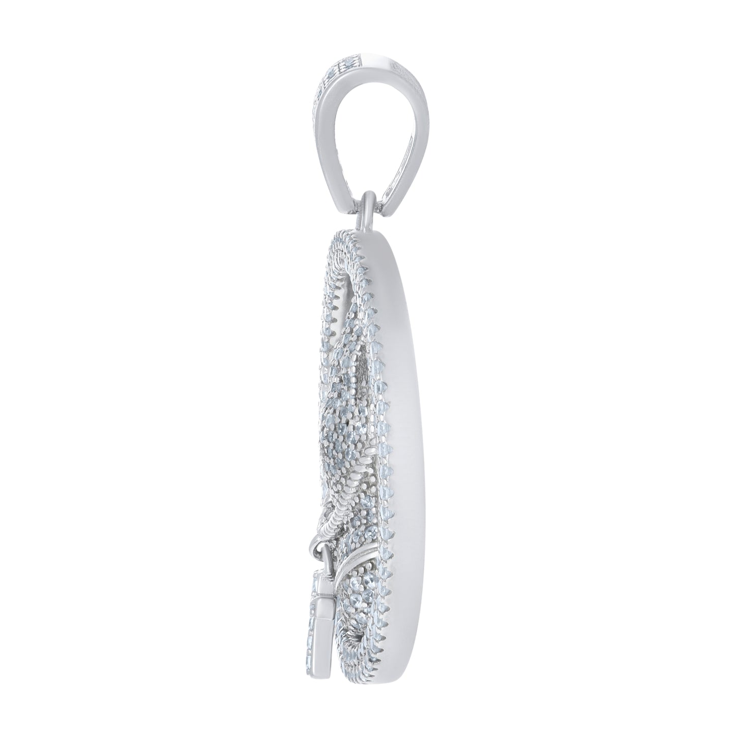 Sterling Silver Mens Cubic-Zirconia Medallion Praying Hands Symbol Religious Charm Pendant