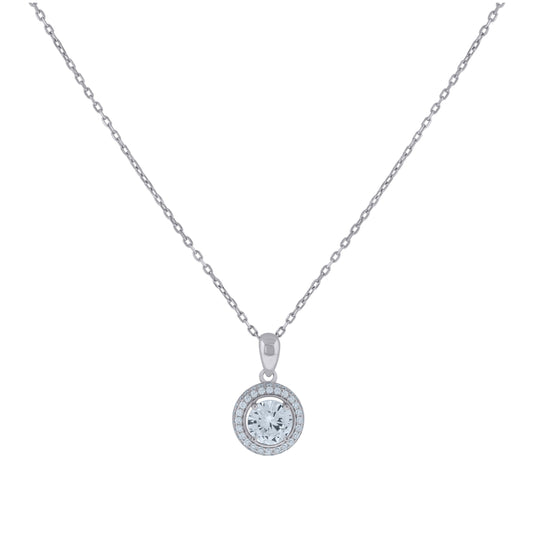 Sterling Silver Womens Cubic-Zirconia Fashion Necklace