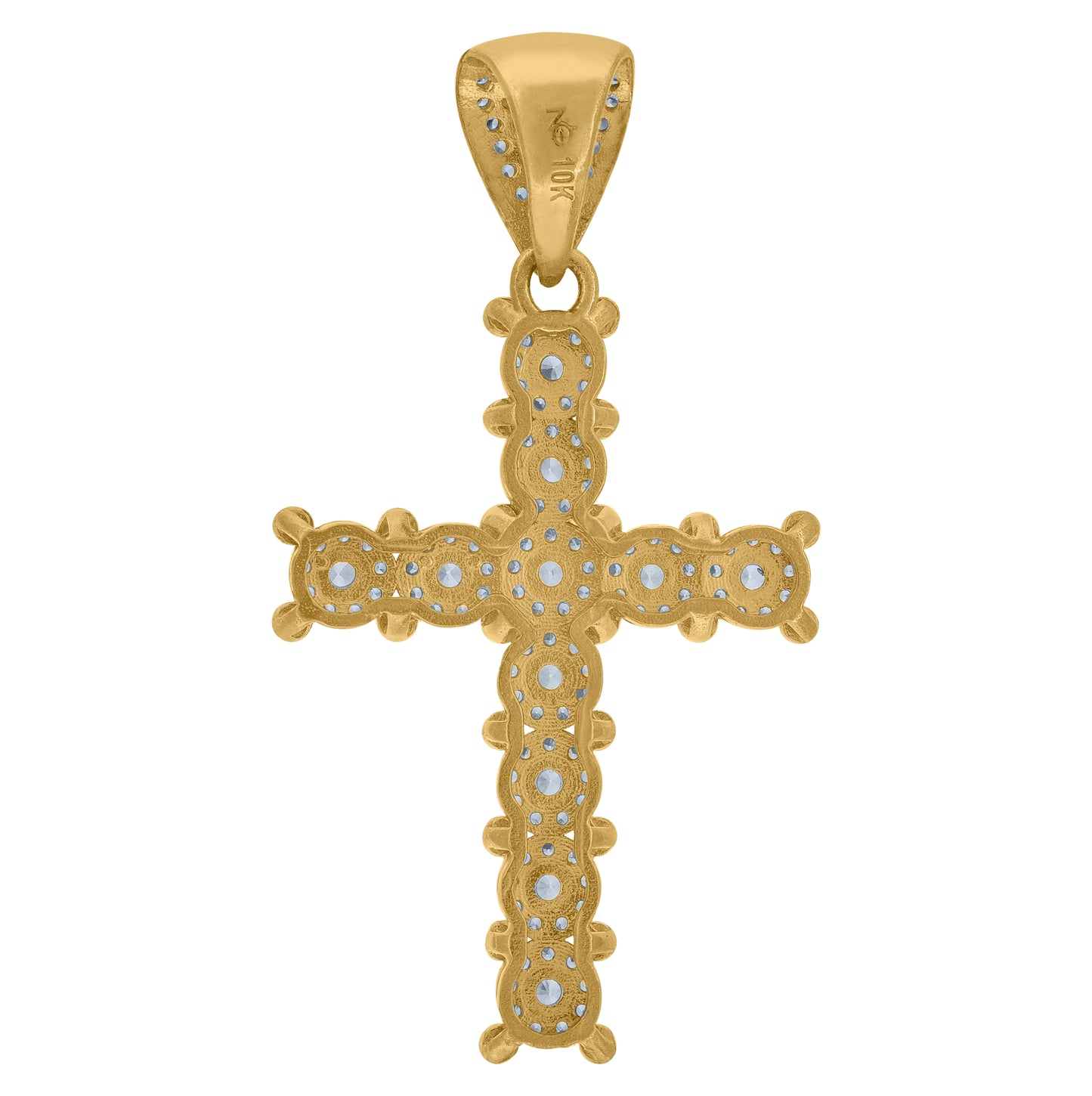 10K Two-Tone Gold Cubic Zirconia Cross Religious Charm Pendant
