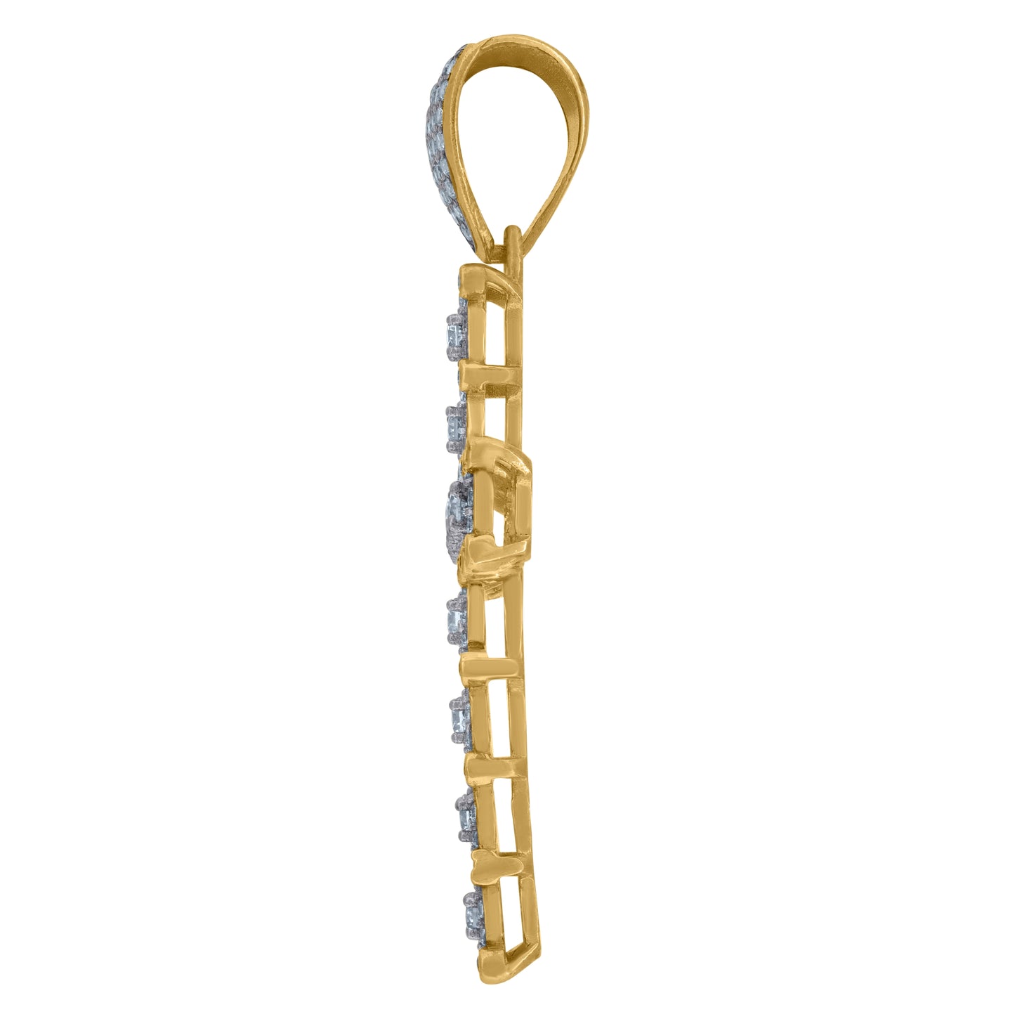 10K Two-Tone Gold Cubic Zirconia Cross Religious Charm Pendant