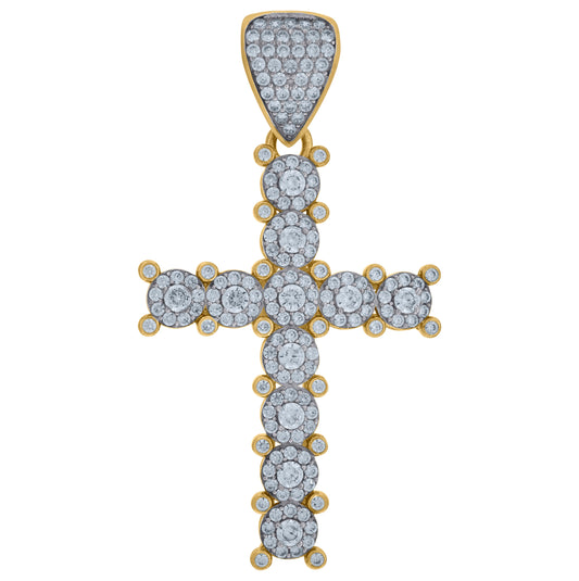 10K Two-Tone Gold Cubic Zirconia Cross Religious Charm Pendant