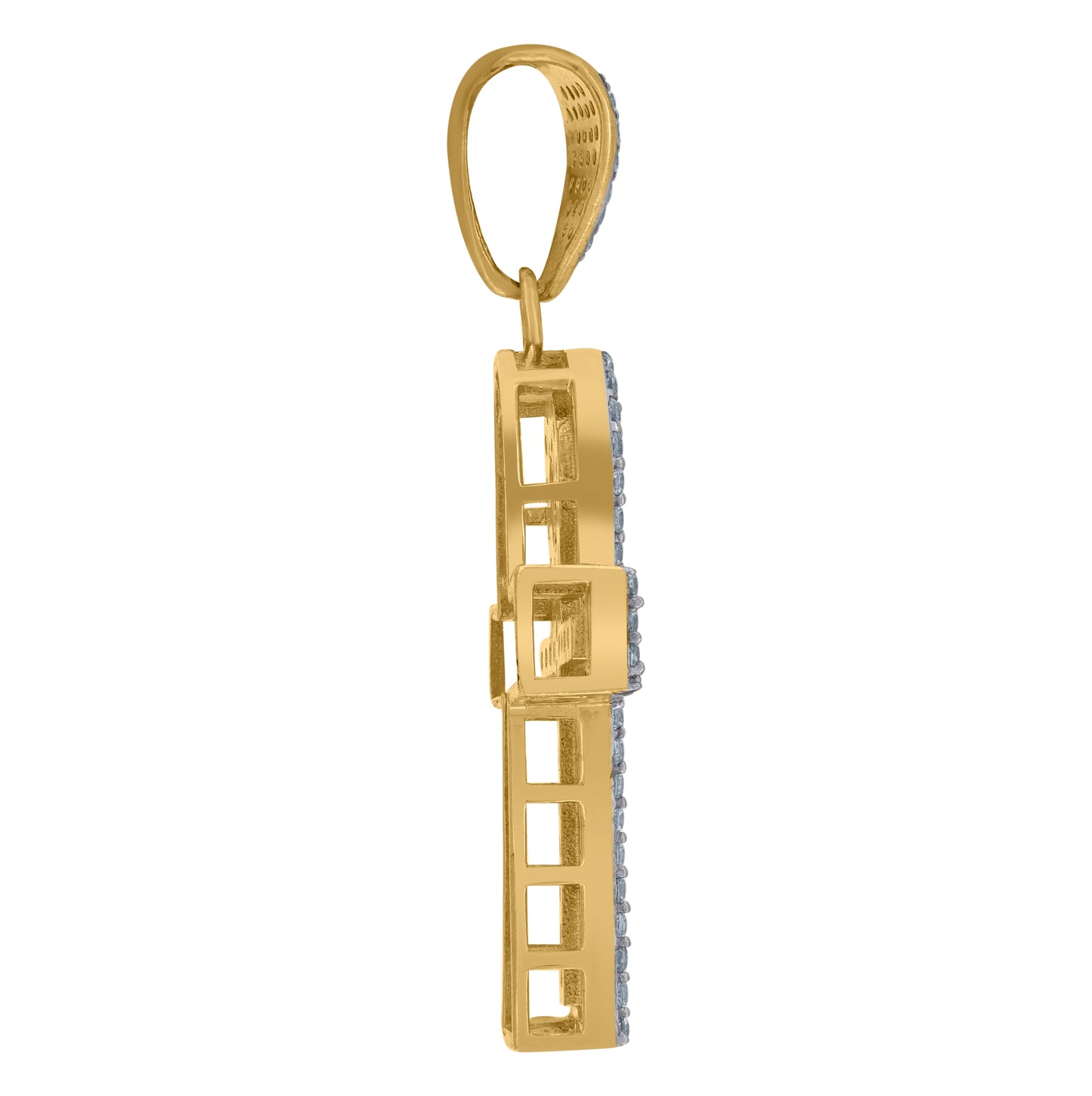 10K Two-Tone Gold Cubic Zirconia Ankh Religious Charm Pendant
