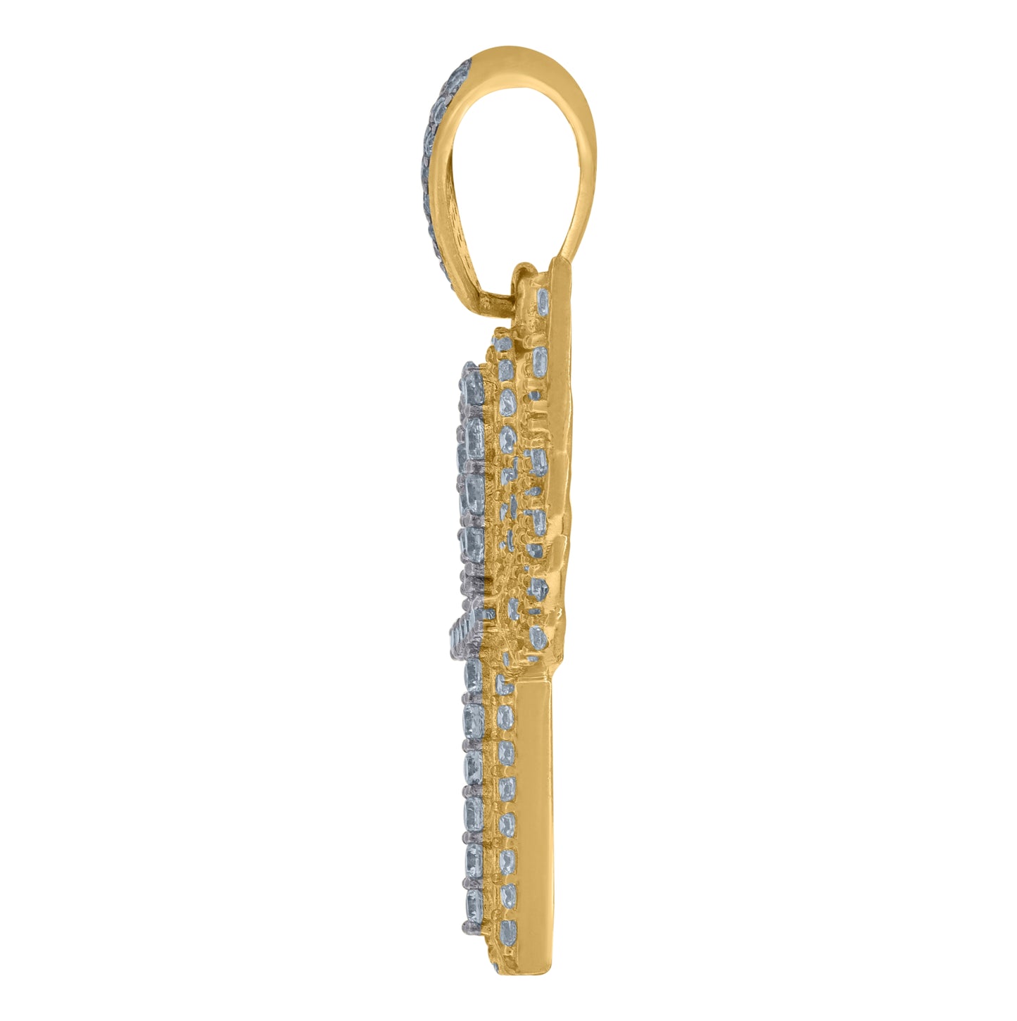 10K Two-Tone Gold Cubic Zirconia Ankh Wings Religious Charm Pendant